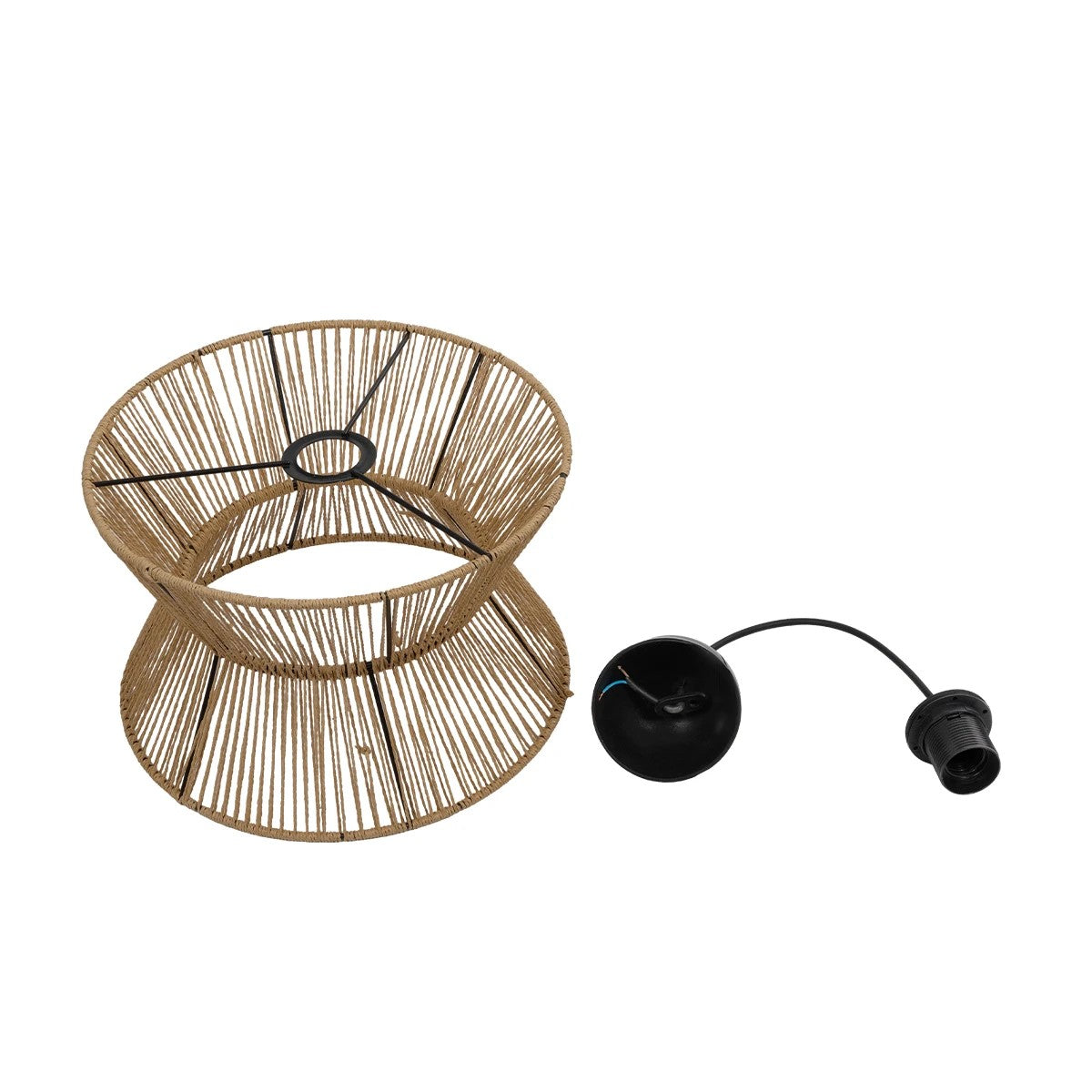 GLOBOSTAR® UPCONE 205-0055 Boho Κρεμαστό Φωτιστικό Οροφής με Ντουί 1 x E27 AC 220-240V IP20 - Μπεζ - M30 x Π30 x 21cm - ledmania.gr