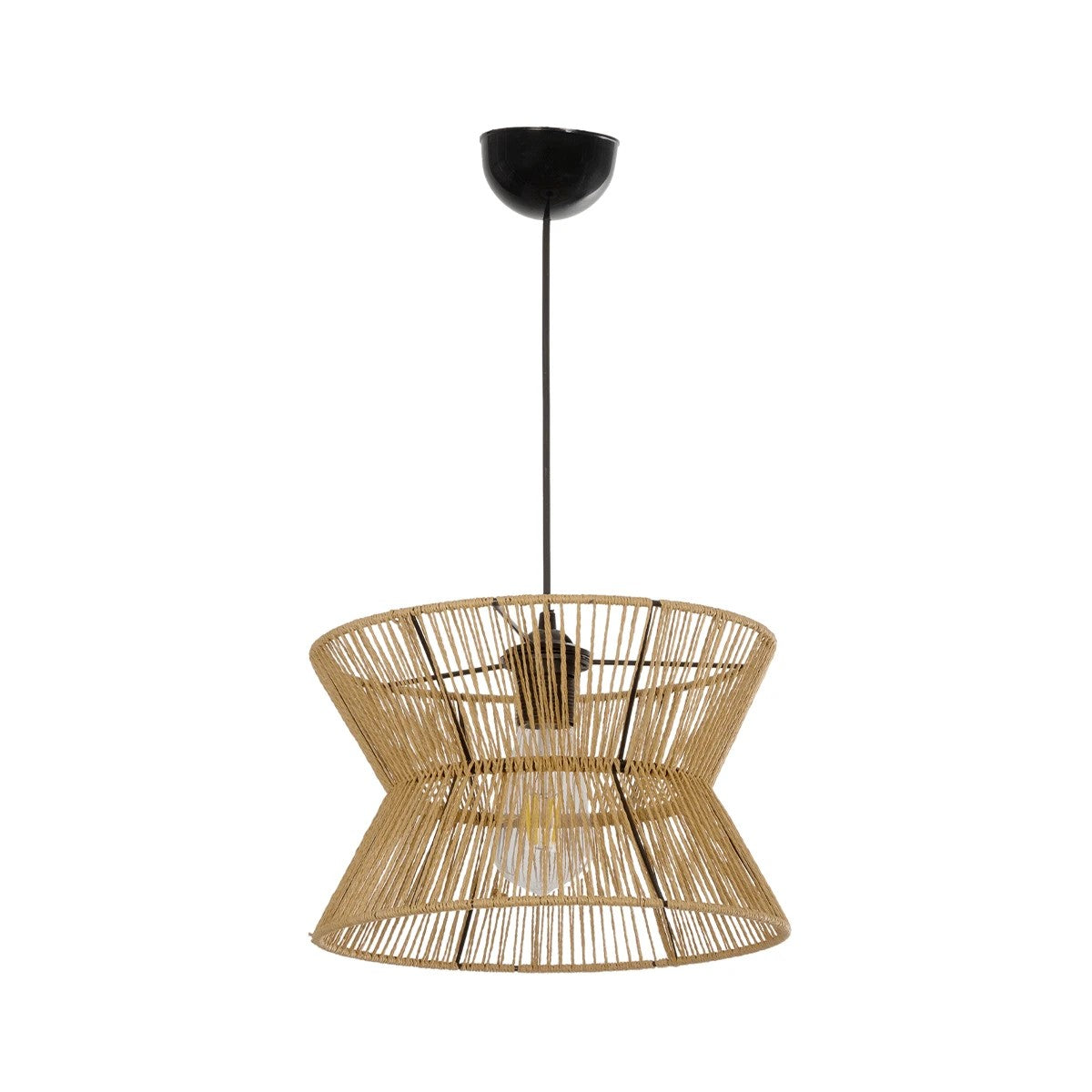 GLOBOSTAR® UPCONE 205-0055 Boho Κρεμαστό Φωτιστικό Οροφής με Ντουί 1 x E27 AC 220-240V IP20 - Μπεζ - M30 x Π30 x 21cm - ledmania.gr