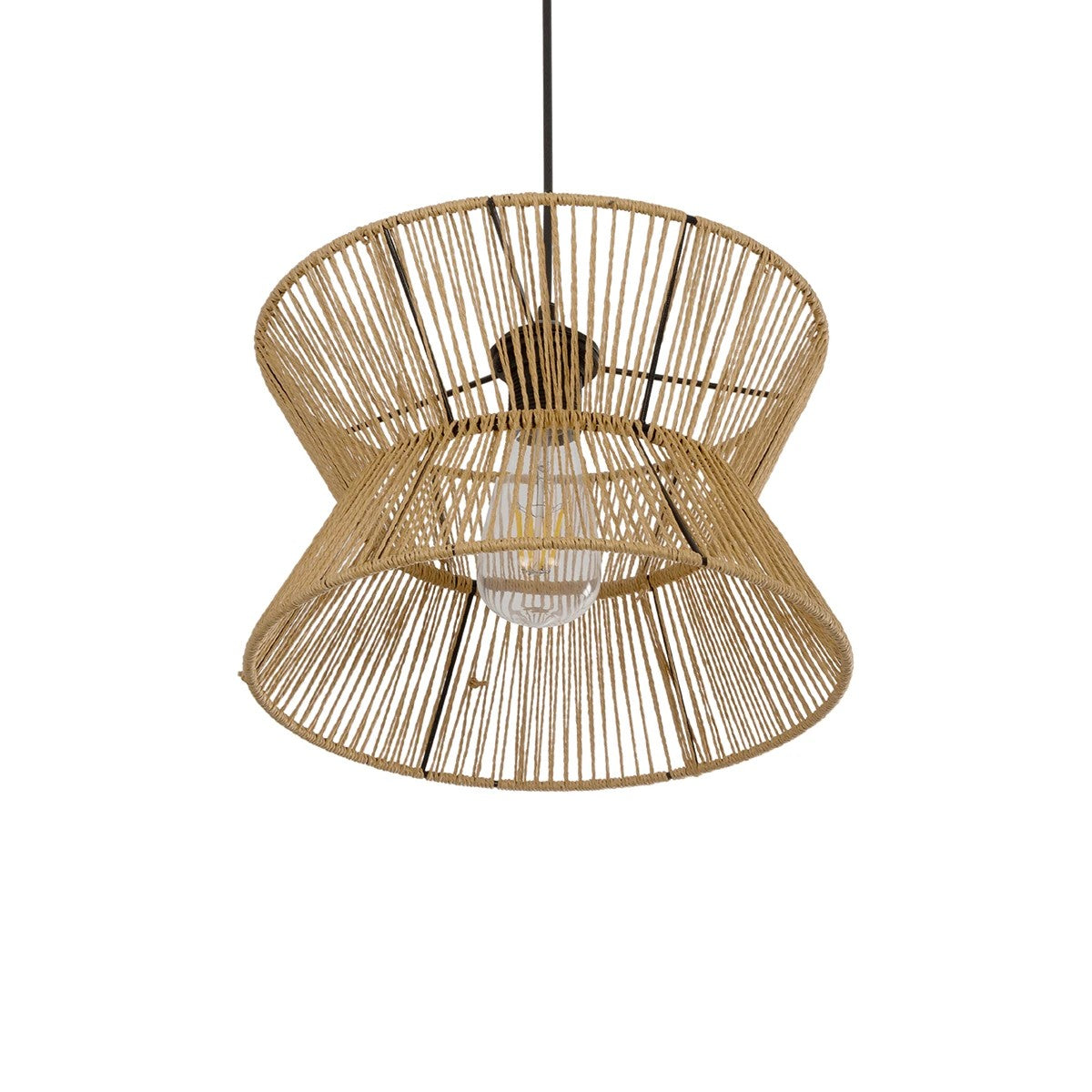 GLOBOSTAR® UPCONE 205-0055 Boho Κρεμαστό Φωτιστικό Οροφής με Ντουί 1 x E27 AC 220-240V IP20 - Μπεζ - M30 x Π30 x 21cm - ledmania.gr