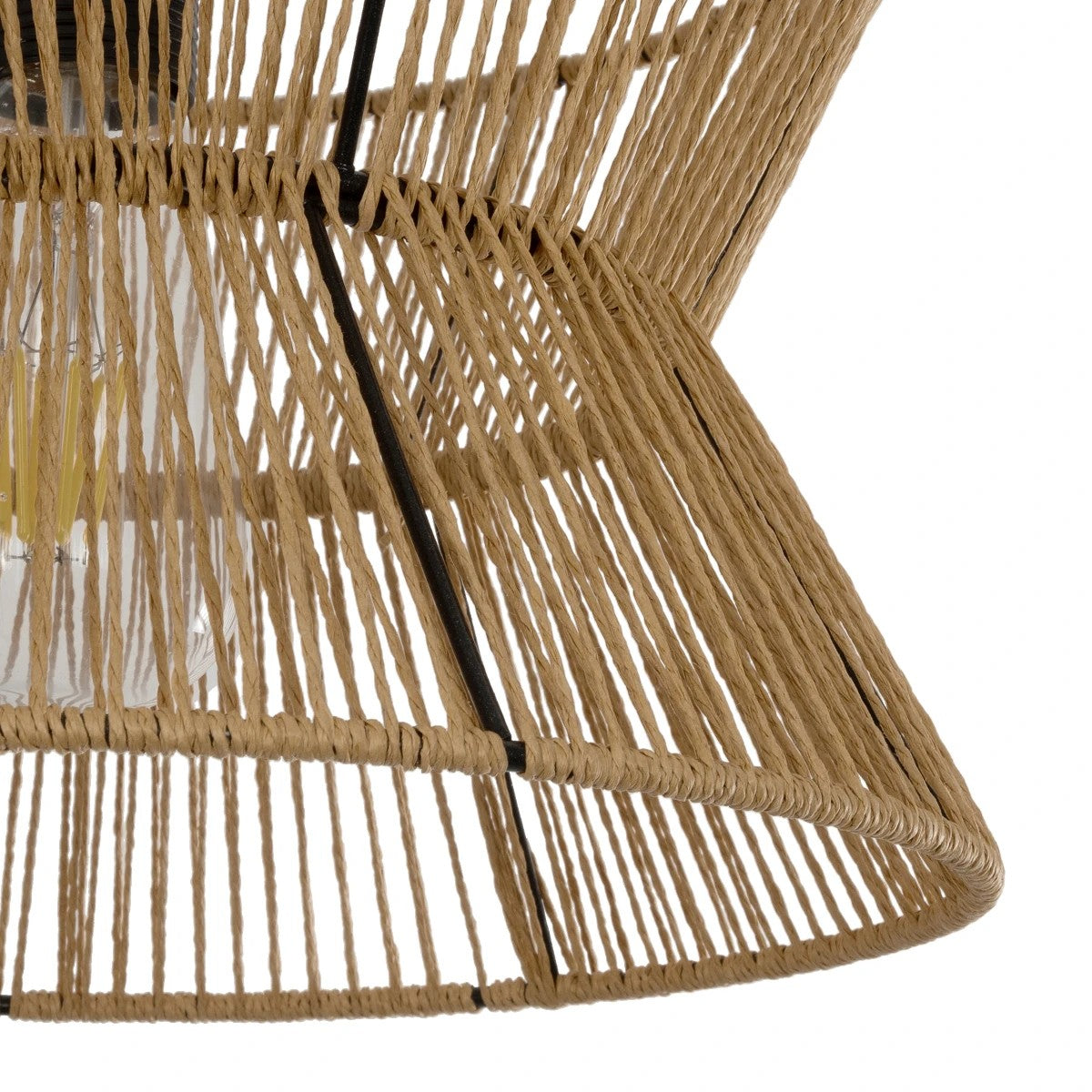 GLOBOSTAR® UPCONE 205-0055 Boho Κρεμαστό Φωτιστικό Οροφής με Ντουί 1 x E27 AC 220-240V IP20 - Μπεζ - M30 x Π30 x 21cm - ledmania.gr