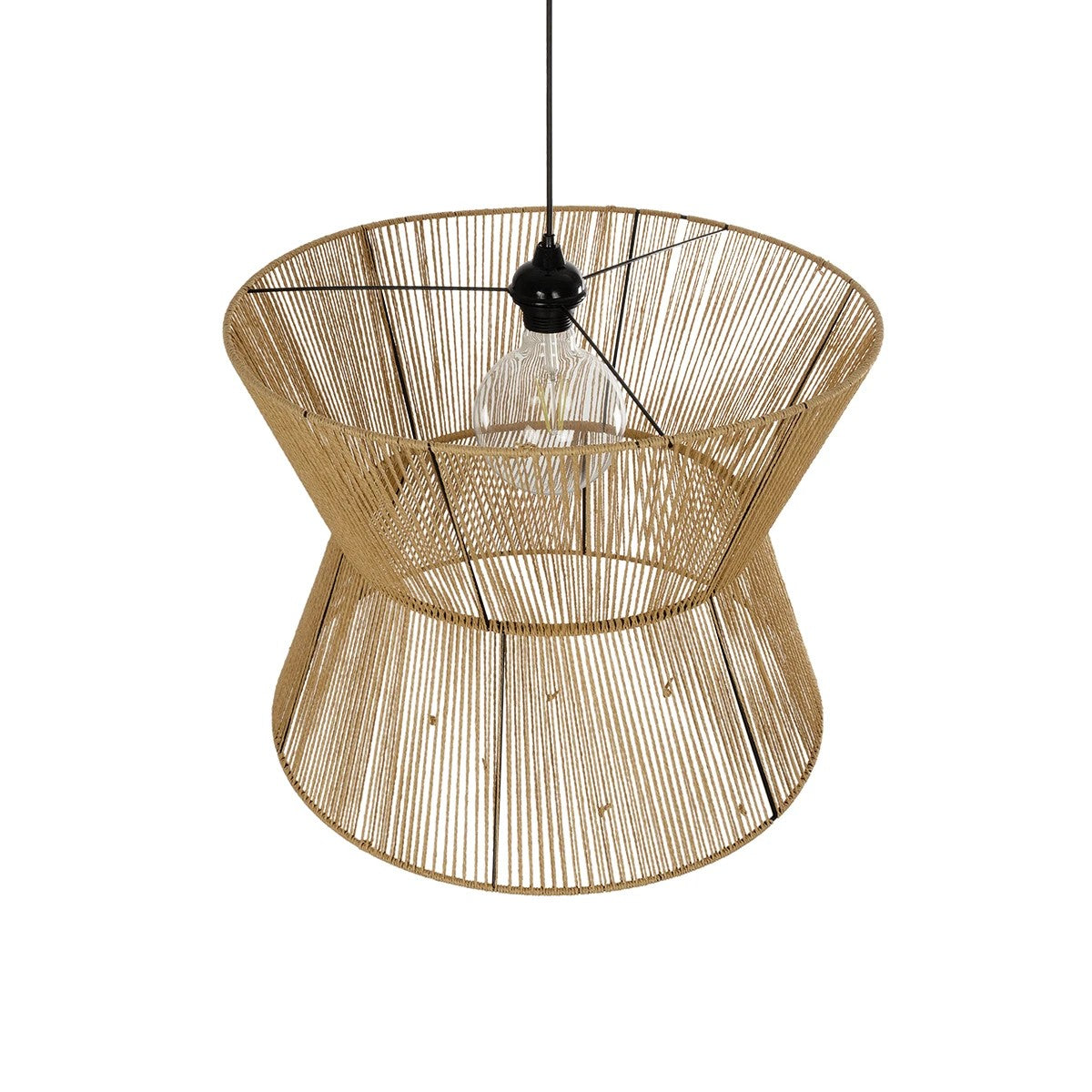 GLOBOSTAR® UPCONE 205-0056 Boho Κρεμαστό Φωτιστικό Οροφής με Ντουί 1 x E27 AC 220-240V IP20 - Μπεζ - M50 x Π50 x 43cm - ledmania.gr