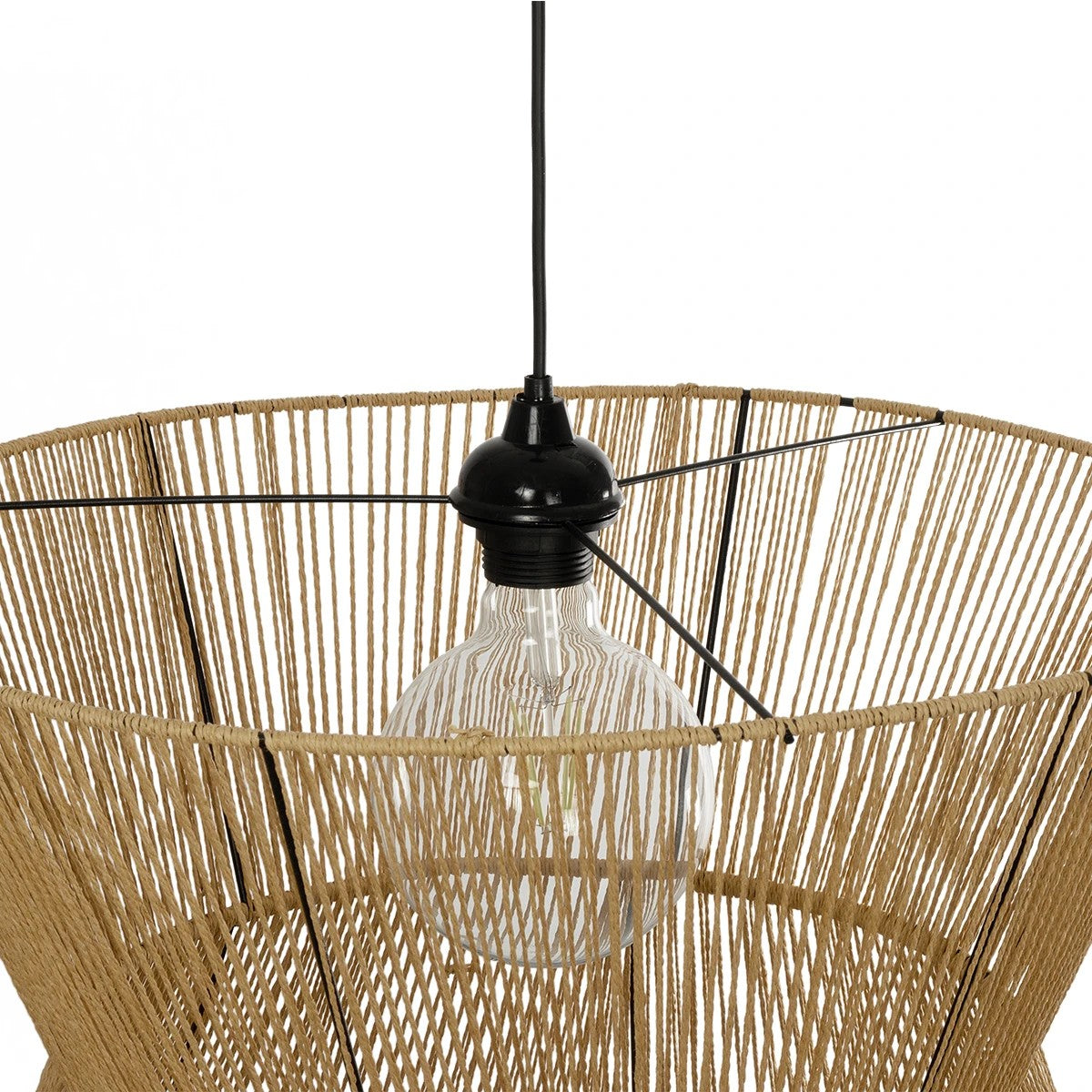 GLOBOSTAR® UPCONE 205-0056 Boho Κρεμαστό Φωτιστικό Οροφής με Ντουί 1 x E27 AC 220-240V IP20 - Μπεζ - M50 x Π50 x 43cm - ledmania.gr