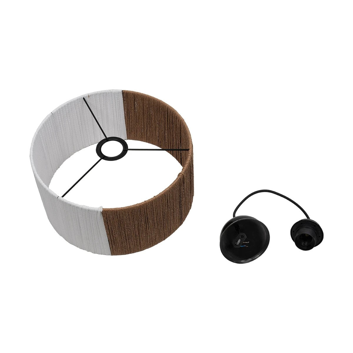 GLOBOSTAR® TAG 205-0059 Boho Κρεμαστό Φωτιστικό Οροφής με Ντουί 1 x E27 AC 220-240V IP20 - Λευκό & Καφέ - M30 x Π30 x Υ18cm - ledmania.gr