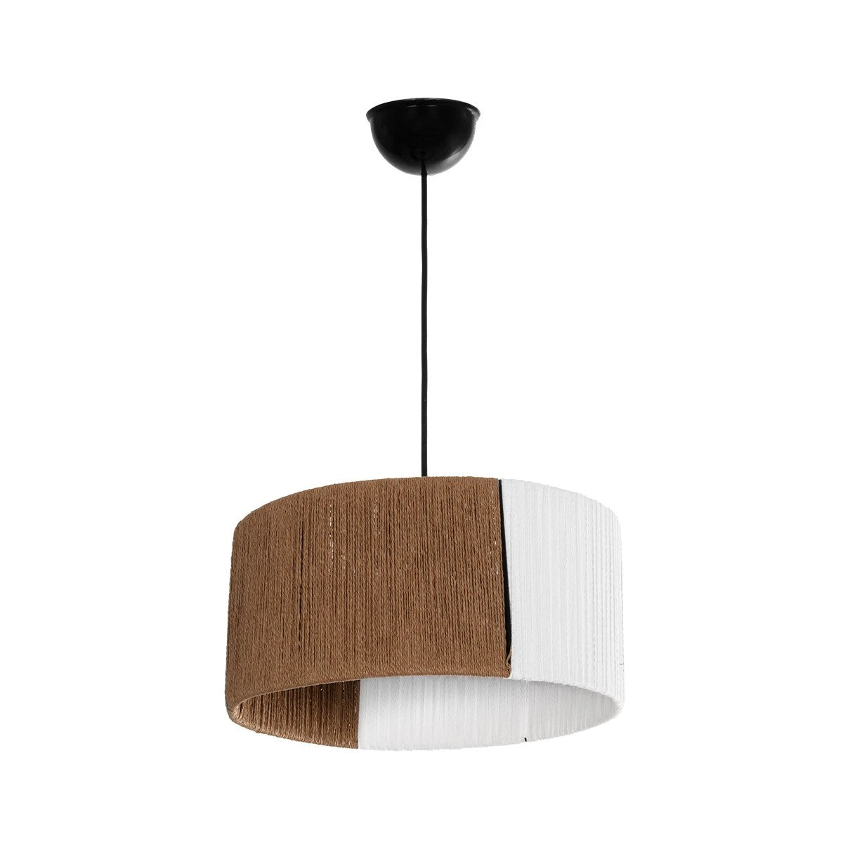 GLOBOSTAR® TAG 205-0059 Boho Κρεμαστό Φωτιστικό Οροφής με Ντουί 1 x E27 AC 220-240V IP20 - Λευκό & Καφέ - M30 x Π30 x Υ18cm - ledmania.gr