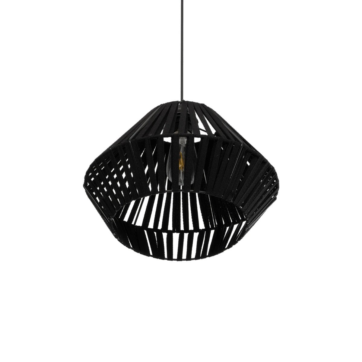 GLOBOSTAR® NUI 205-0061 Boho Κρεμαστό Φωτιστικό Οροφής με Ντουί 1 x E27 AC 220-240V IP20 - Μαύρο - M36 x Π36 x Υ27cm - ledmania.gr