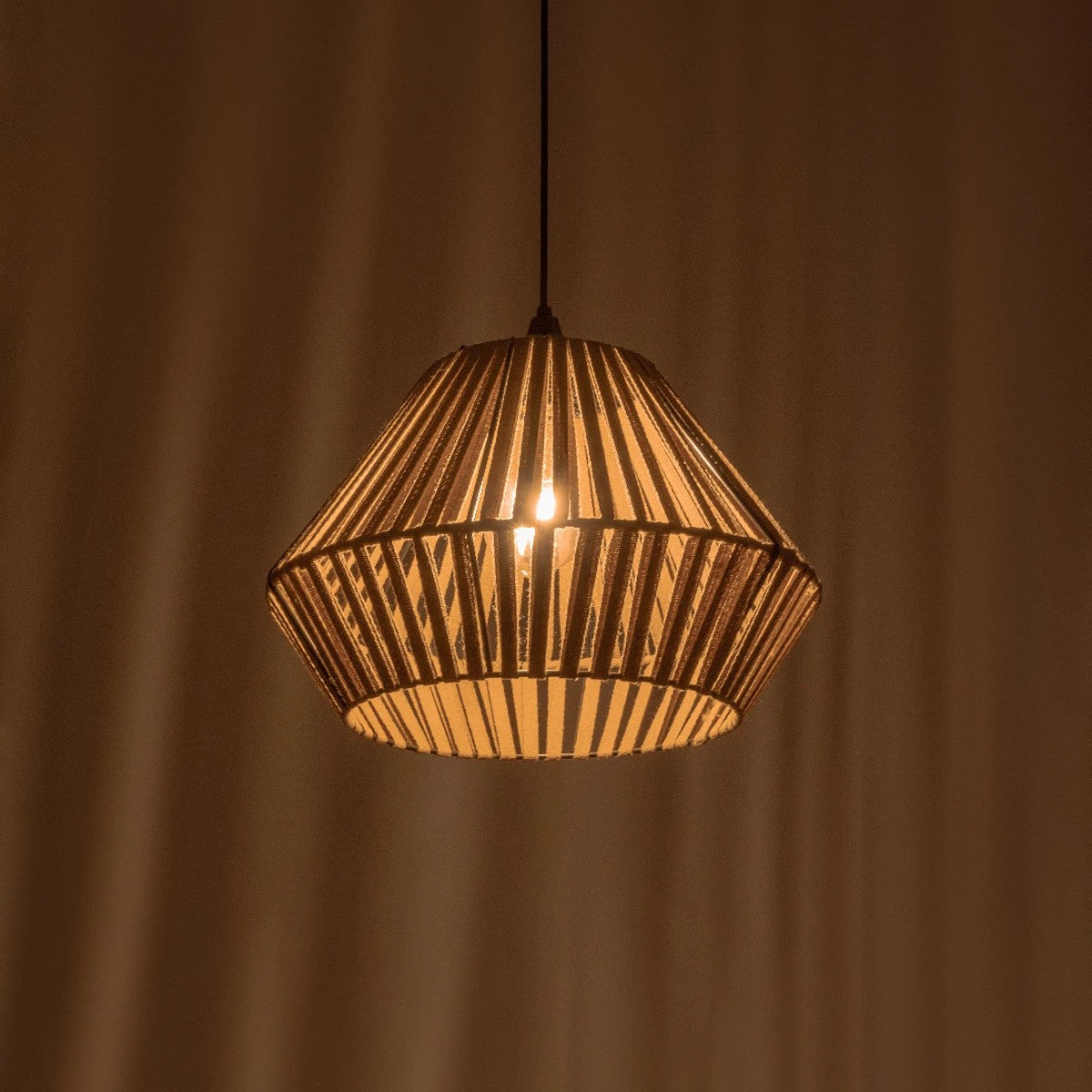 GLOBOSTAR® NUI 205-0067 Boho Κρεμαστό Φωτιστικό Οροφής με Ντουί 1 x E27 AC 220-240V IP20 - Μπεζ - M36 x Π36 x Υ27cm - ledmania.gr