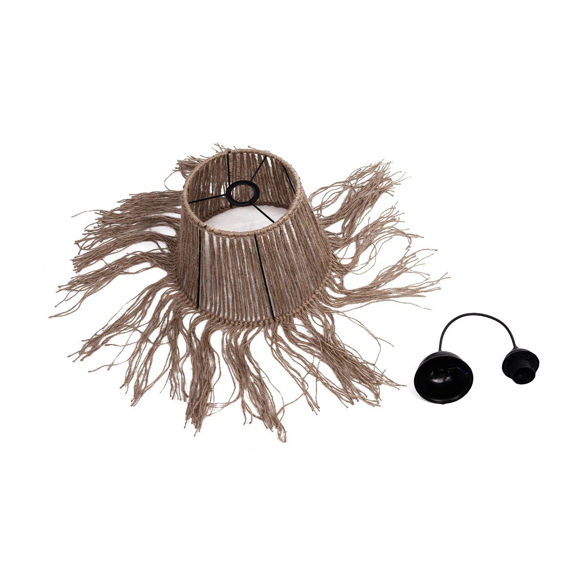 GLOBOSTAR® ROKA 205-0075 Boho Κρεμαστό Φωτιστικό Οροφής με Ντουί 1 x E27 AC 220-240V IP20 - Μπεζ - M30 x Π30 x Υ45cm - ledmania.gr