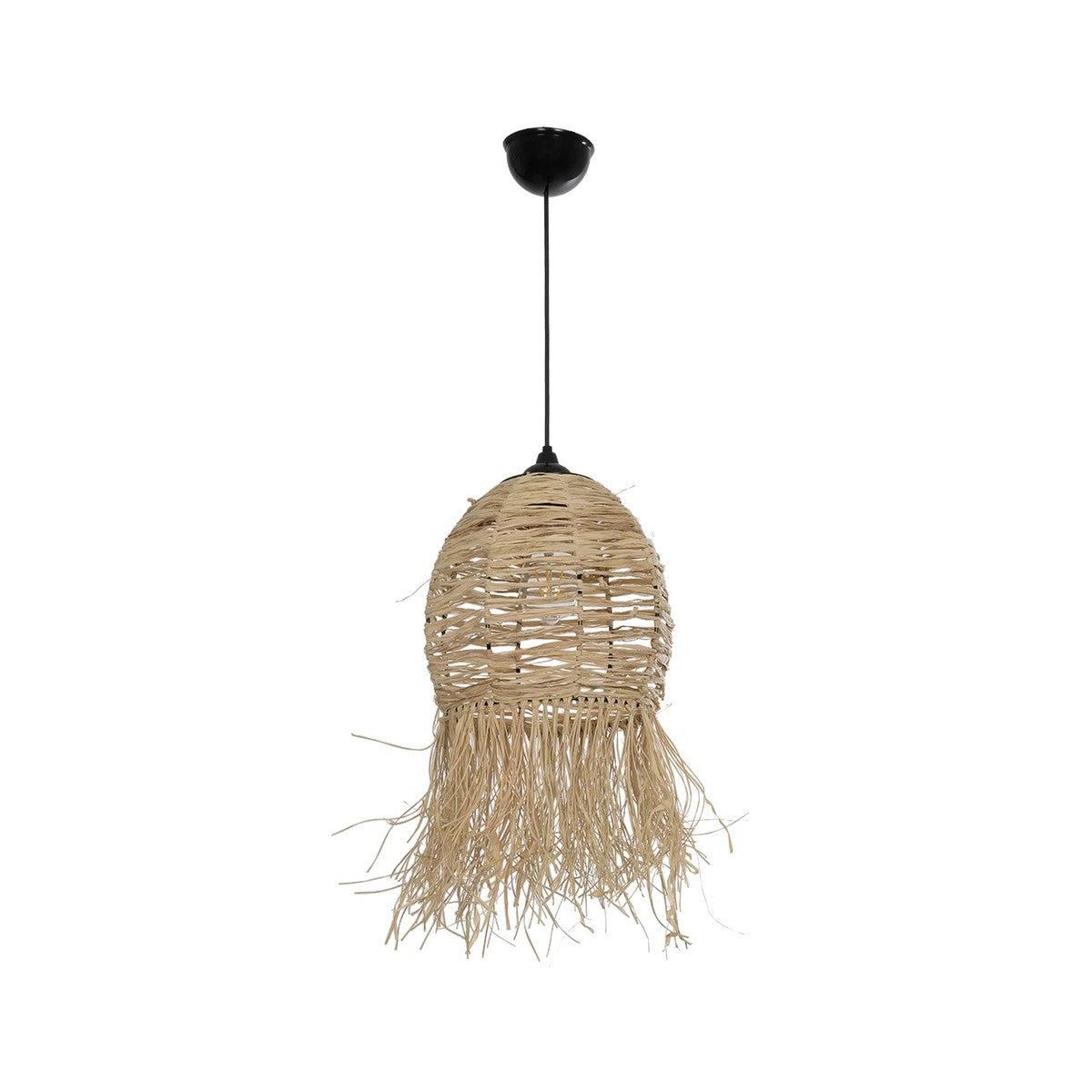 GLOBOSTAR® ROKA 205-0076 Boho Κρεμαστό Φωτιστικό Οροφής με Ντουί 1 x E27 AC 220-240V IP20 - Μπεζ - M25 x Π25 x Υ45cm - ledmania.gr