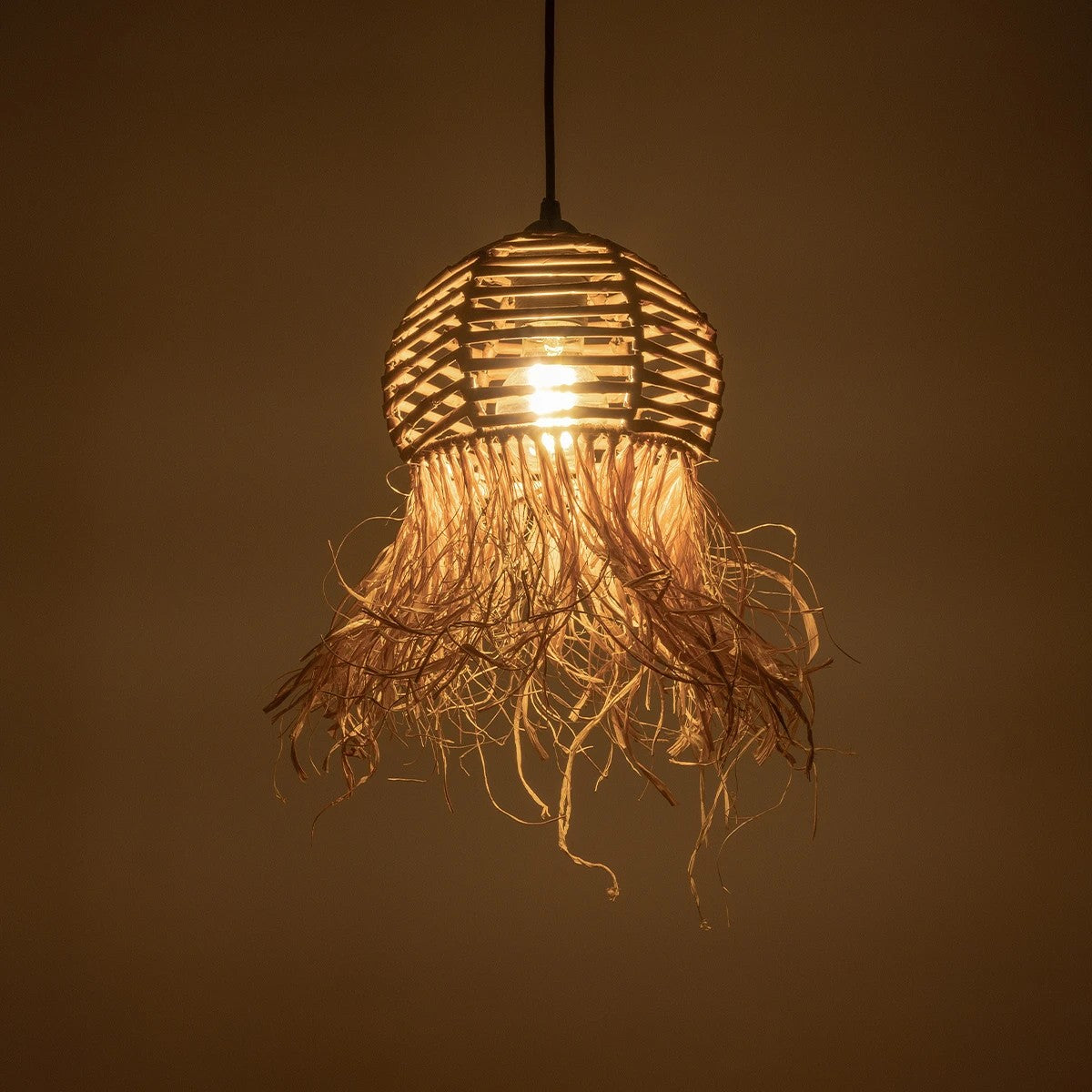 GLOBOSTAR® RIKTA 205-0077 Boho Κρεμαστό Φωτιστικό Οροφής με Ντουί 1 x E27 AC 220-240V IP20 - Μπεζ - M20 x Π20 x Υ30cm - ledmania.gr