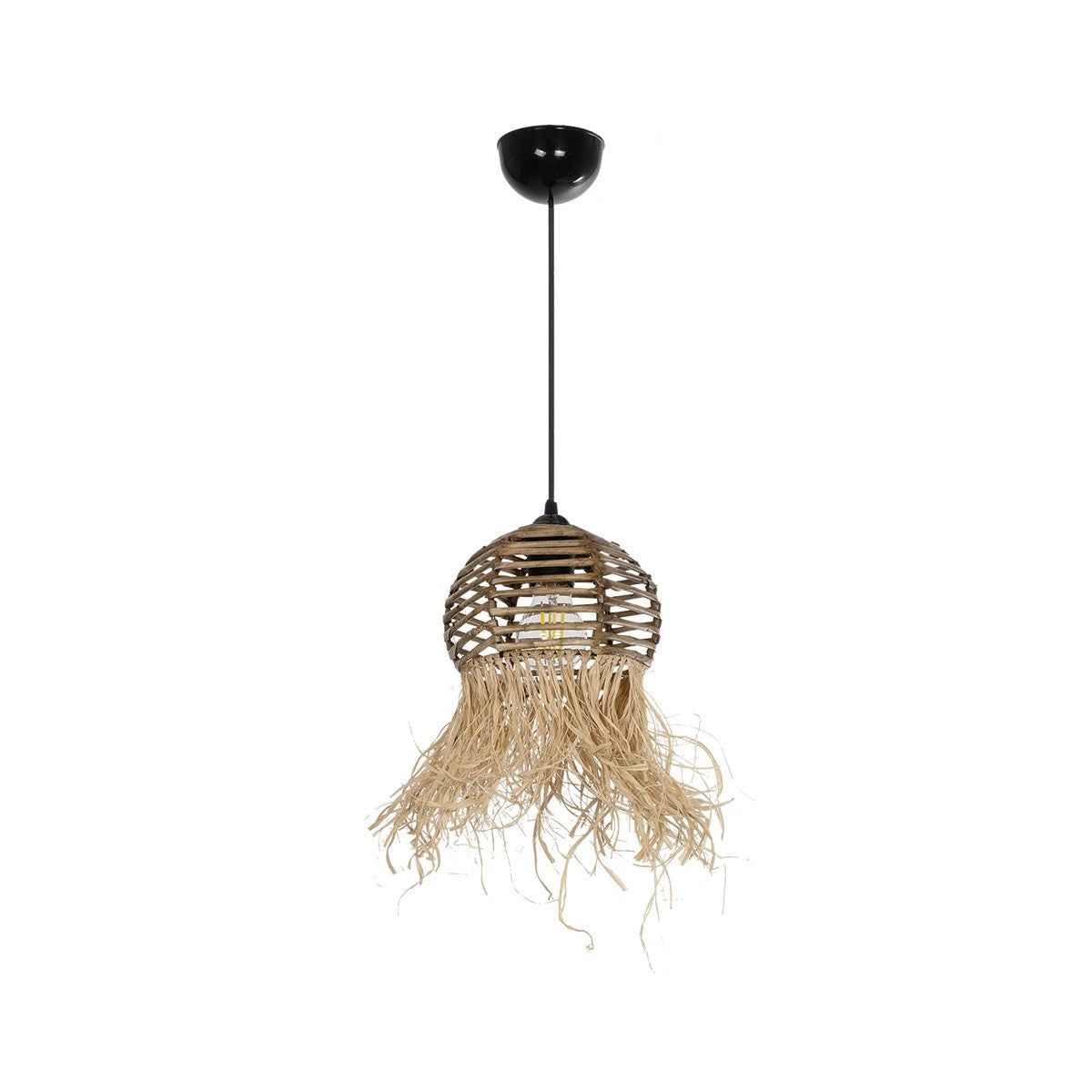 GLOBOSTAR® RIKTA 205-0077 Boho Κρεμαστό Φωτιστικό Οροφής με Ντουί 1 x E27 AC 220-240V IP20 - Μπεζ - M20 x Π20 x Υ30cm - ledmania.gr