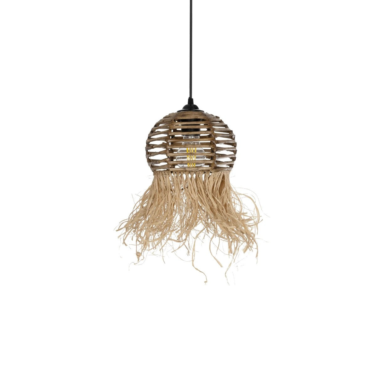 GLOBOSTAR® RIKTA 205-0077 Boho Κρεμαστό Φωτιστικό Οροφής με Ντουί 1 x E27 AC 220-240V IP20 - Μπεζ - M20 x Π20 x Υ30cm - ledmania.gr