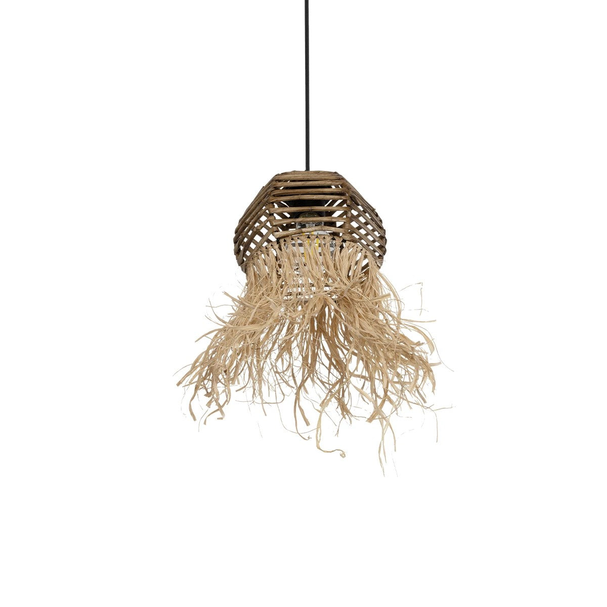 GLOBOSTAR® RIKTA 205-0077 Boho Κρεμαστό Φωτιστικό Οροφής με Ντουί 1 x E27 AC 220-240V IP20 - Μπεζ - M20 x Π20 x Υ30cm - ledmania.gr