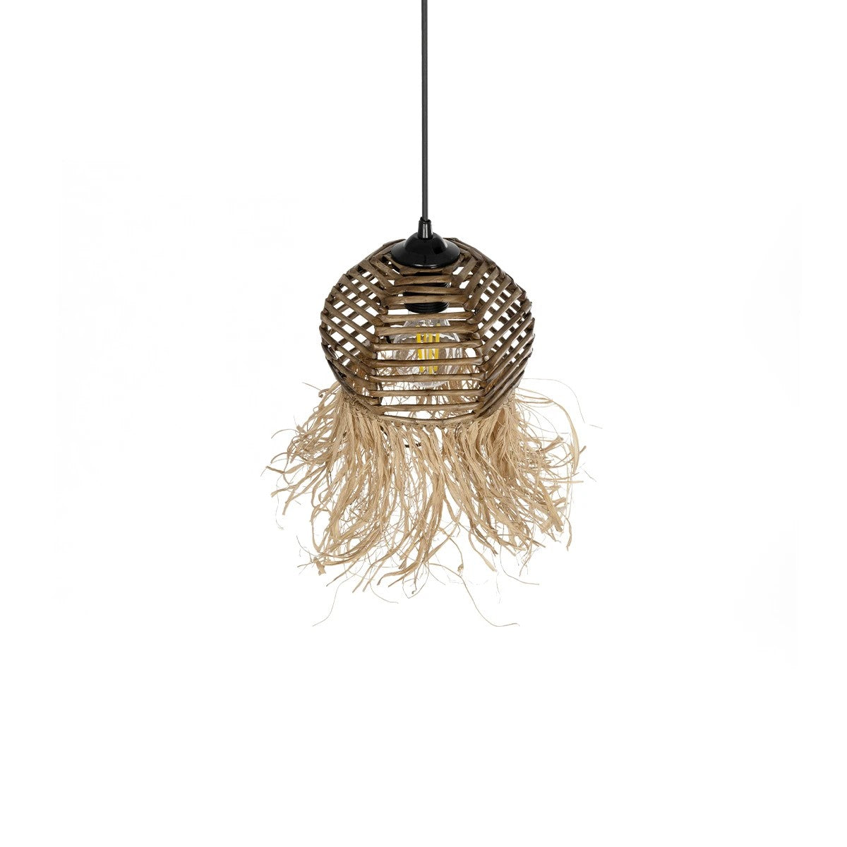 GLOBOSTAR® RIKTA 205-0077 Boho Κρεμαστό Φωτιστικό Οροφής με Ντουί 1 x E27 AC 220-240V IP20 - Μπεζ - M20 x Π20 x Υ30cm - ledmania.gr