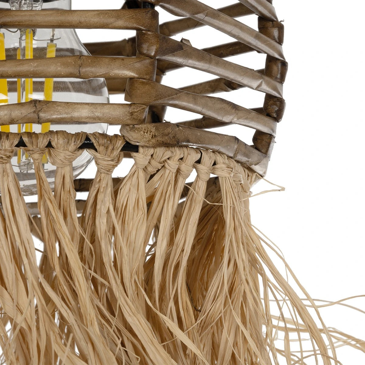 GLOBOSTAR® RIKTA 205-0077 Boho Κρεμαστό Φωτιστικό Οροφής με Ντουί 1 x E27 AC 220-240V IP20 - Μπεζ - M20 x Π20 x Υ30cm - ledmania.gr