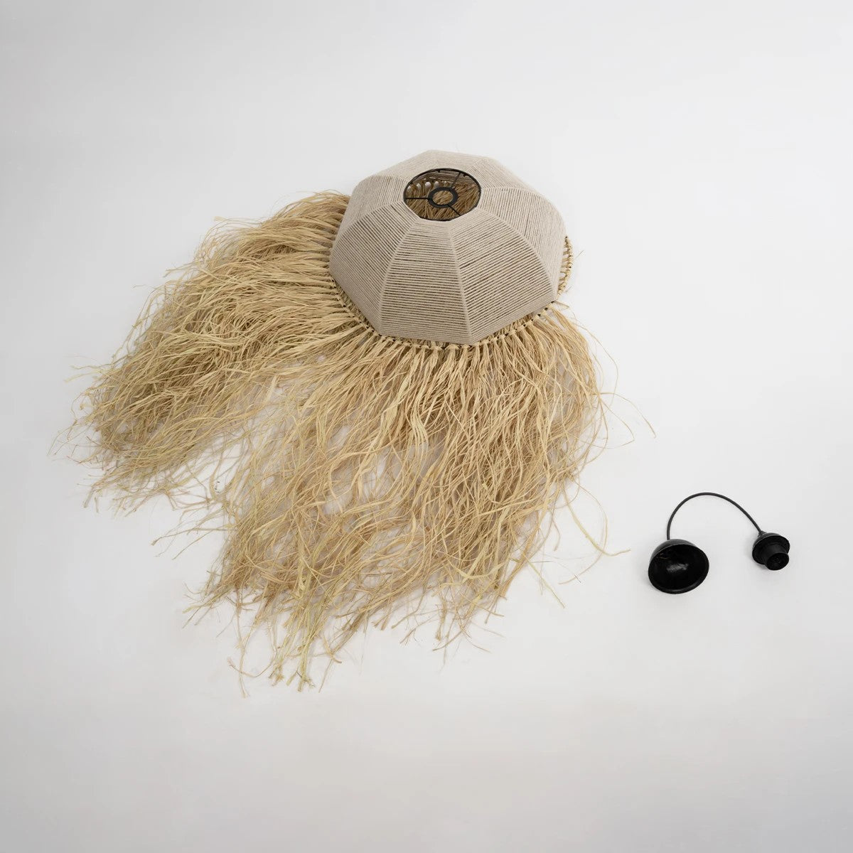 GLOBOSTAR® PLUVIA 205-0080 Boho Κρεμαστό Φωτιστικό Οροφής με Ντουί 1 x E27 AC 220-240V IP20 - Μπεζ - M50 x Π50 x Υ80cm - ledmania.gr