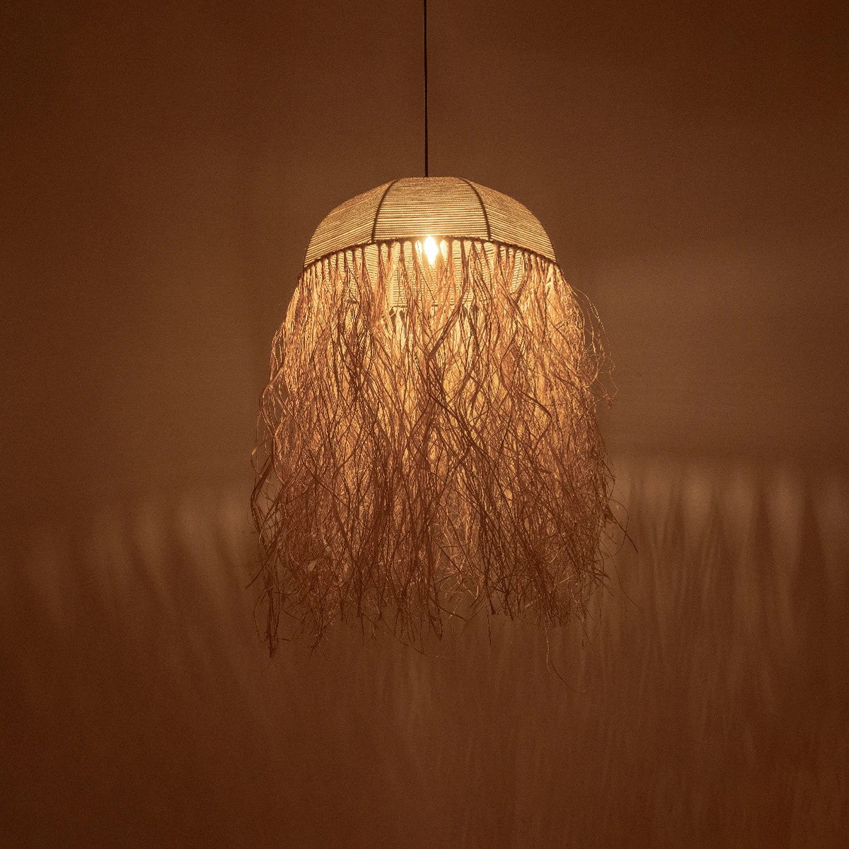 GLOBOSTAR® PLUVIA 205-0080 Boho Κρεμαστό Φωτιστικό Οροφής με Ντουί 1 x E27 AC 220-240V IP20 - Μπεζ - M50 x Π50 x Υ80cm - ledmania.gr