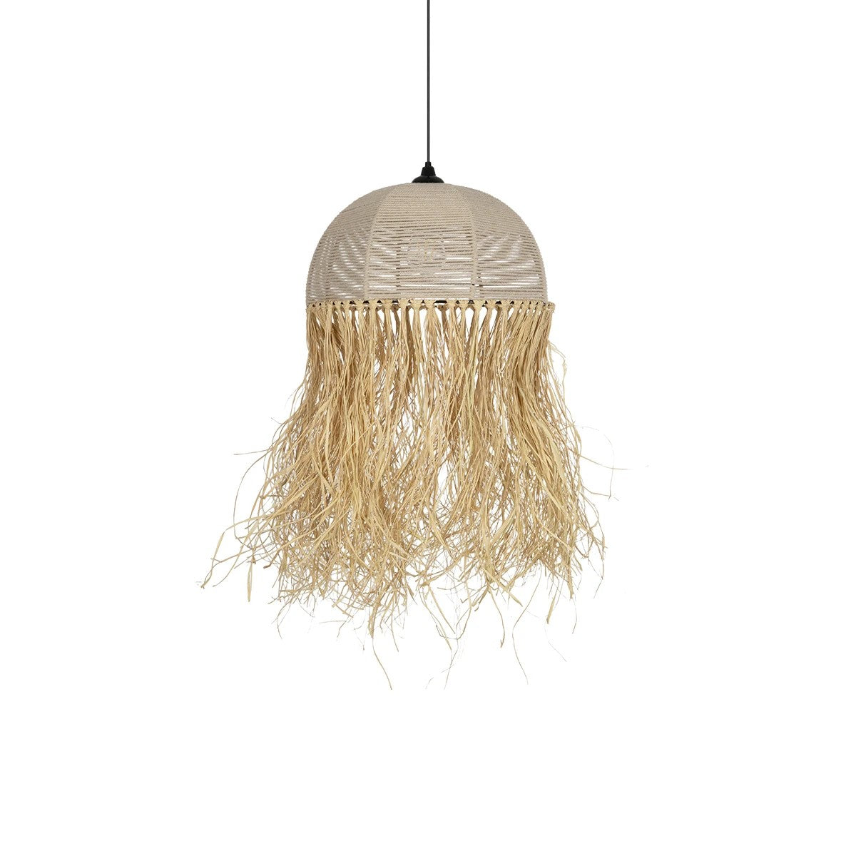 GLOBOSTAR® PLUVIA 205-0080 Boho Κρεμαστό Φωτιστικό Οροφής με Ντουί 1 x E27 AC 220-240V IP20 - Μπεζ - M50 x Π50 x Υ80cm - ledmania.gr
