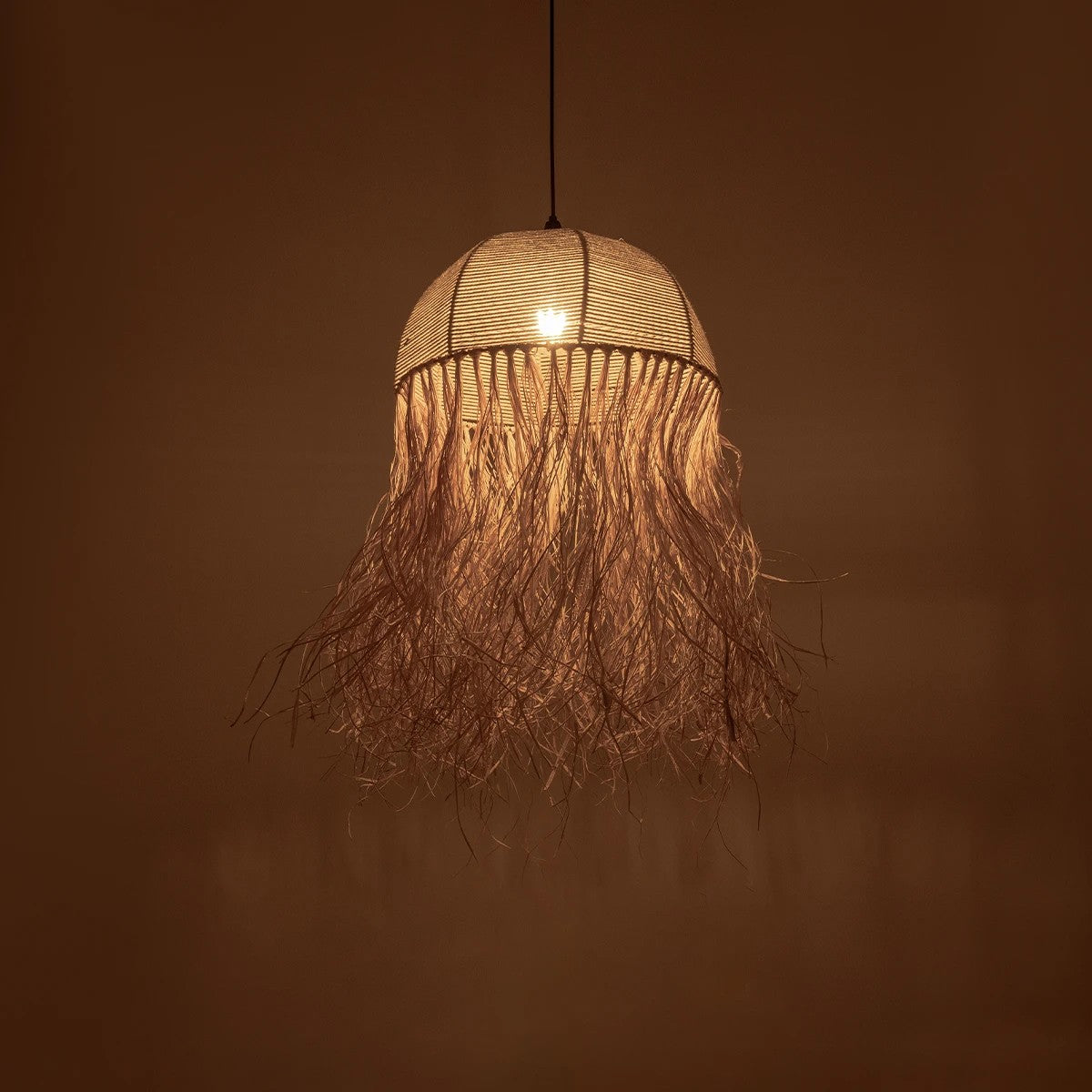 GLOBOSTAR® PLUVIA 205-0081 Boho Κρεμαστό Φωτιστικό Οροφής με Ντουί 1 x E27 AC 220-240V IP20 - Μπεζ - M40 x Π40 x Υ70cm - ledmania.gr