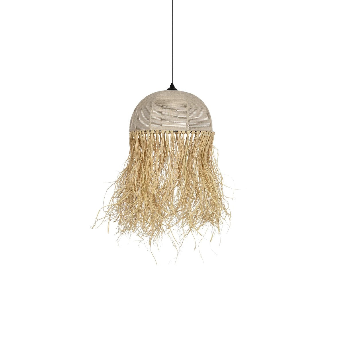 GLOBOSTAR® PLUVIA 205-0081 Boho Κρεμαστό Φωτιστικό Οροφής με Ντουί 1 x E27 AC 220-240V IP20 - Μπεζ - M40 x Π40 x Υ70cm - ledmania.gr