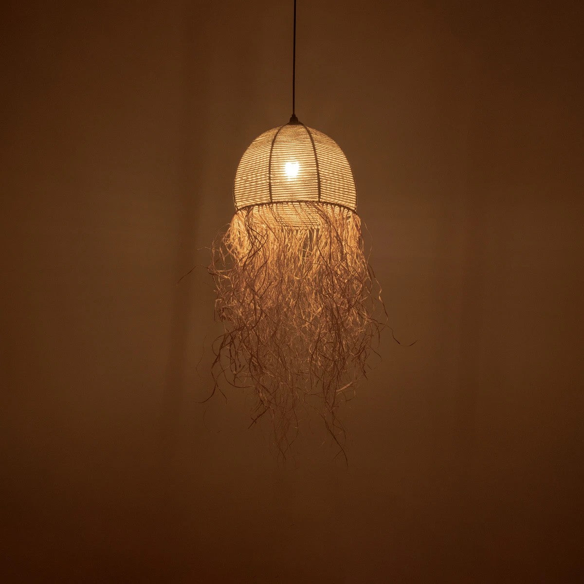 GLOBOSTAR® PLUVIA 205-0082 Boho Κρεμαστό Φωτιστικό Οροφής με Ντουί 1 x E27 AC 220-240V IP20 - Μπεζ - M30 x Π30 x Υ70cm - ledmania.gr