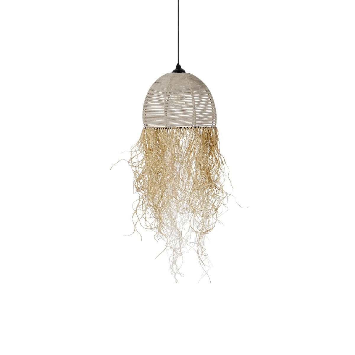 GLOBOSTAR® PLUVIA 205-0082 Boho Κρεμαστό Φωτιστικό Οροφής με Ντουί 1 x E27 AC 220-240V IP20 - Μπεζ - M30 x Π30 x Υ70cm - ledmania.gr