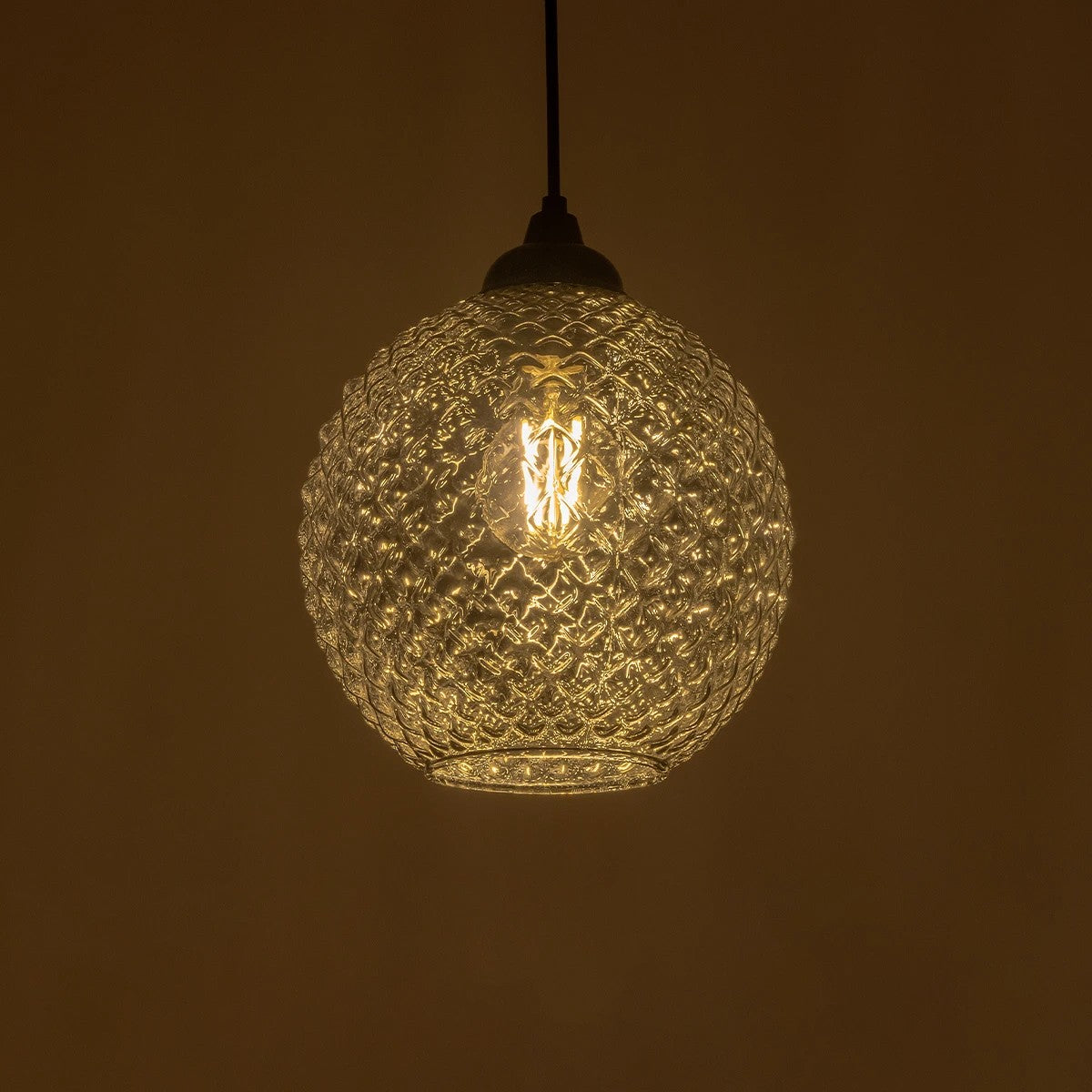 GLOBOSTAR® KEGEL 206-0003 Μοντέρνο Κρεμαστό Φωτιστικό Οροφής με Ντουί 1 x E27 AC 220-240V IP20 - Μαύρο Φιμέ - Μ20 x Π20 x Υ20cm