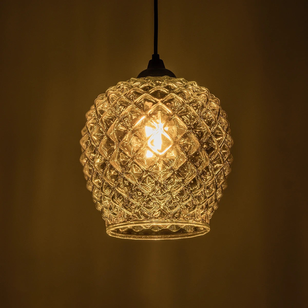 GLOBOSTAR® KEGEL 206-0006 Μοντέρνο Κρεμαστό Φωτιστικό Οροφής με Ντουί 1 x E27 AC 220-240V IP20 - Μαύρο Φιμέ - Μ19 x Π19 x Υ19cm