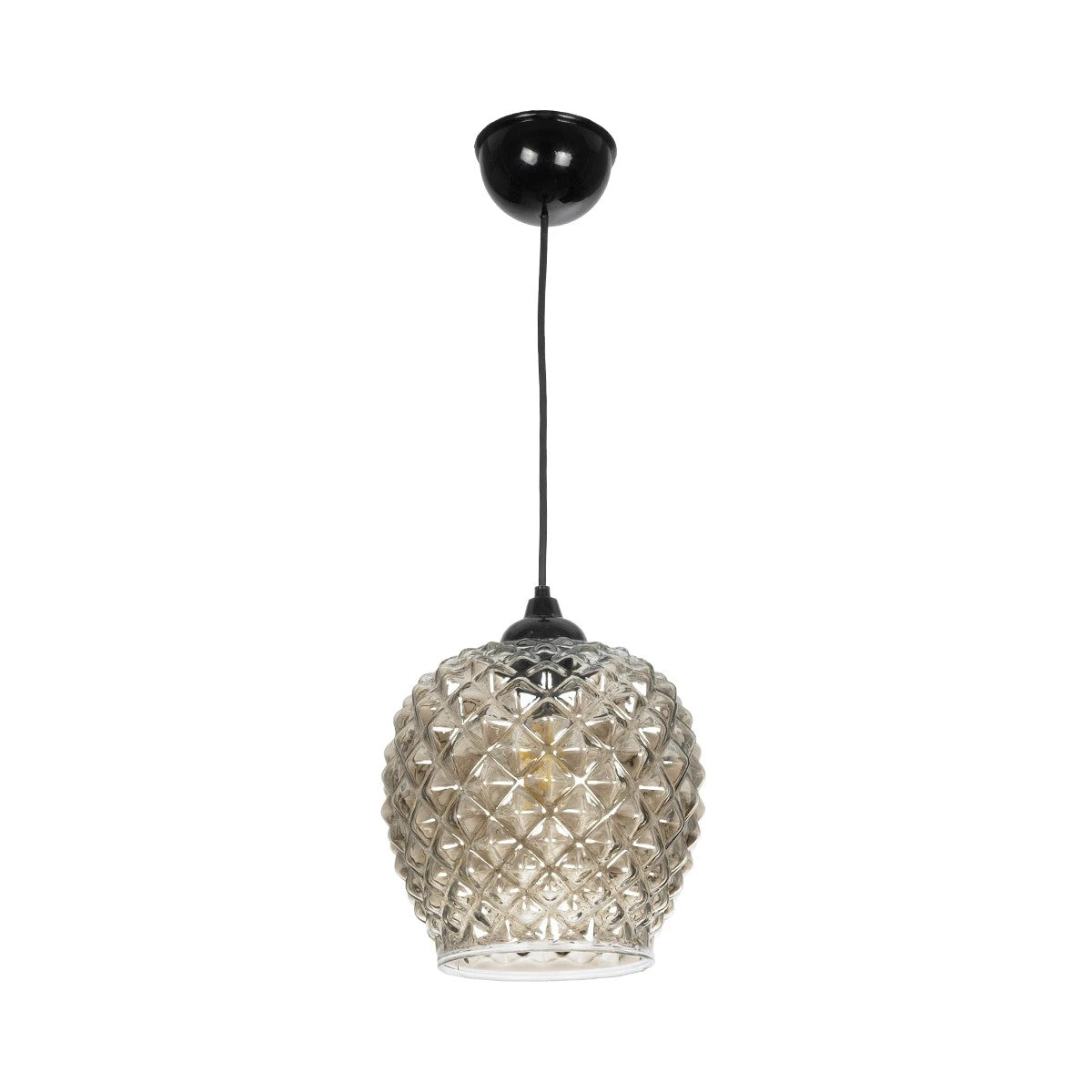 GLOBOSTAR® KEGEL 206-0006 Μοντέρνο Κρεμαστό Φωτιστικό Οροφής με Ντουί 1 x E27 AC 220-240V IP20 - Μαύρο Φιμέ - Μ19 x Π19 x Υ19cm