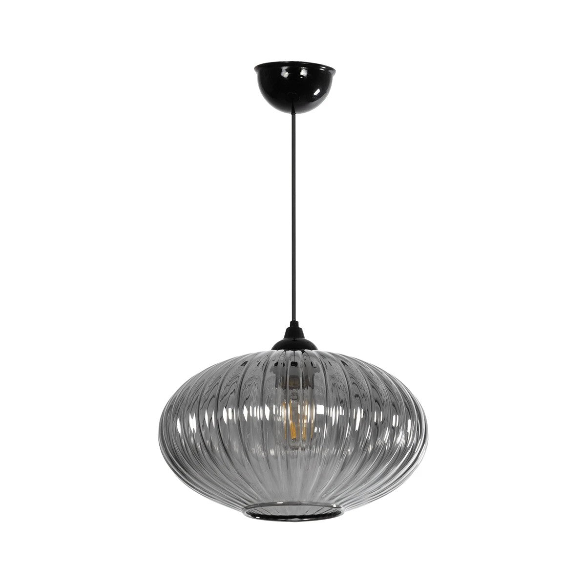 GLOBOSTAR® PERA 206-0010 Μοντέρνο Κρεμαστό Φωτιστικό Οροφής με Ντουί 1 x E27 AC 220-240V IP20 - Μαύρο Φιμέ - Μ30 x Π30 x Υ22cm - ledmania.gr