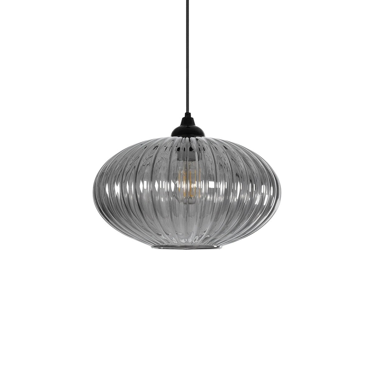 GLOBOSTAR® PERA 206-0010 Μοντέρνο Κρεμαστό Φωτιστικό Οροφής με Ντουί 1 x E27 AC 220-240V IP20 - Μαύρο Φιμέ - Μ30 x Π30 x Υ22cm - ledmania.gr