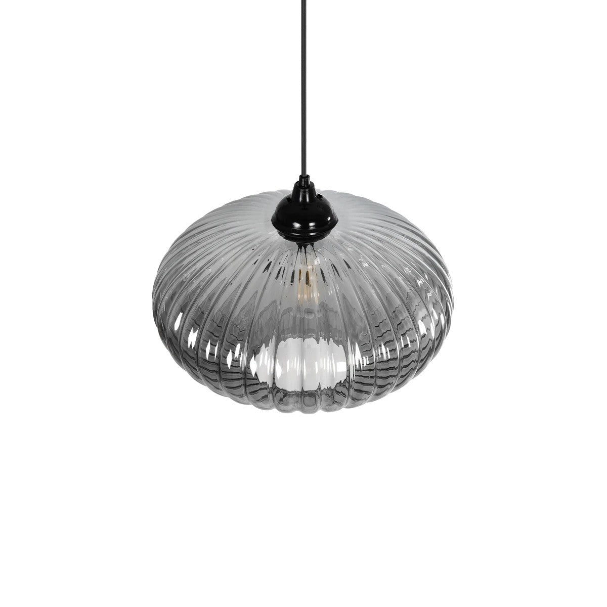 GLOBOSTAR® PERA 206-0010 Μοντέρνο Κρεμαστό Φωτιστικό Οροφής με Ντουί 1 x E27 AC 220-240V IP20 - Μαύρο Φιμέ - Μ30 x Π30 x Υ22cm - ledmania.gr