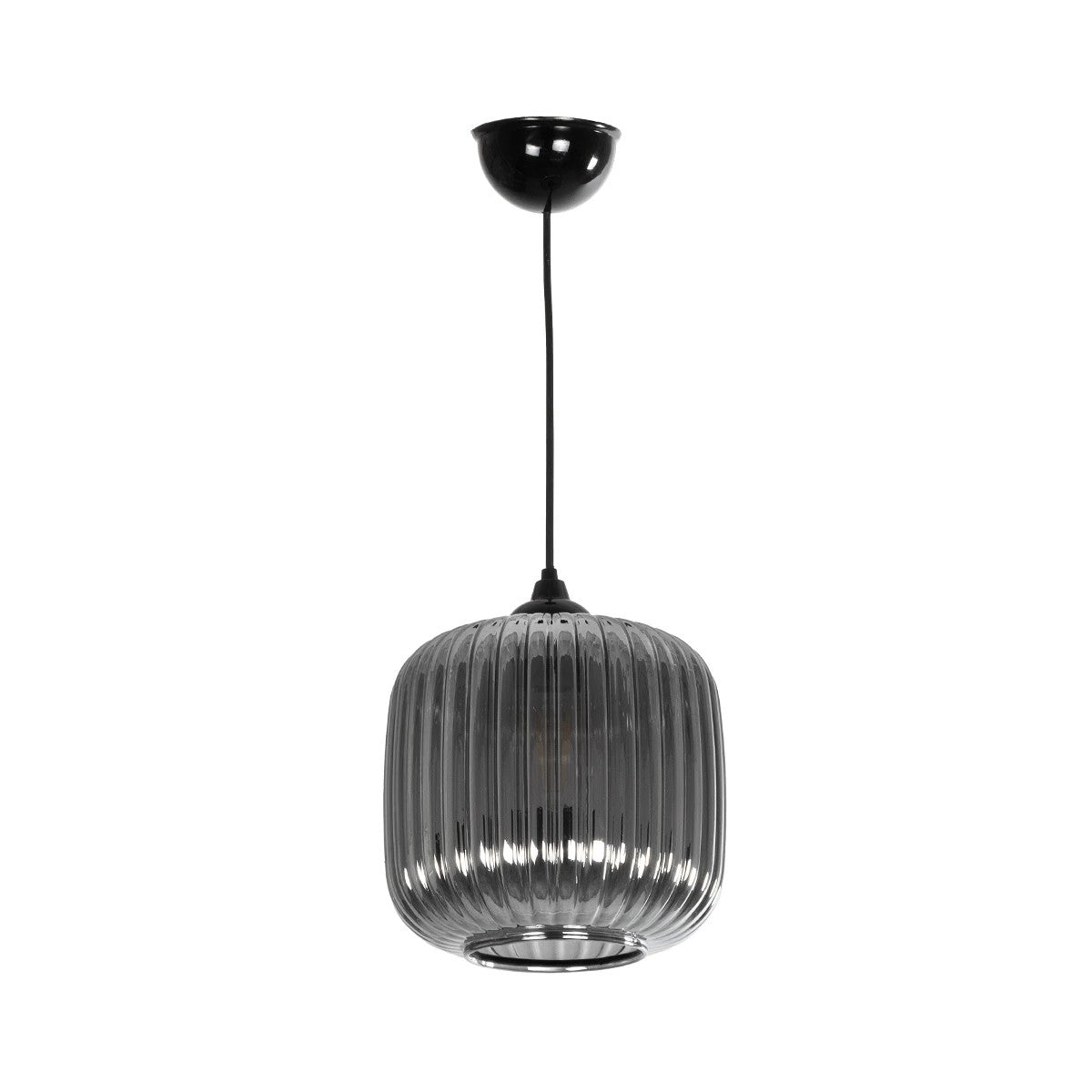 GLOBOSTAR® MELONI 206-0014 Μοντέρνο Κρεμαστό Φωτιστικό Οροφής με Ντουί 1 x E27 AC 220-240V IP20 - Μαύρο Φιμέ - Μ20 x Π20 x Υ24cm - ledmania.gr