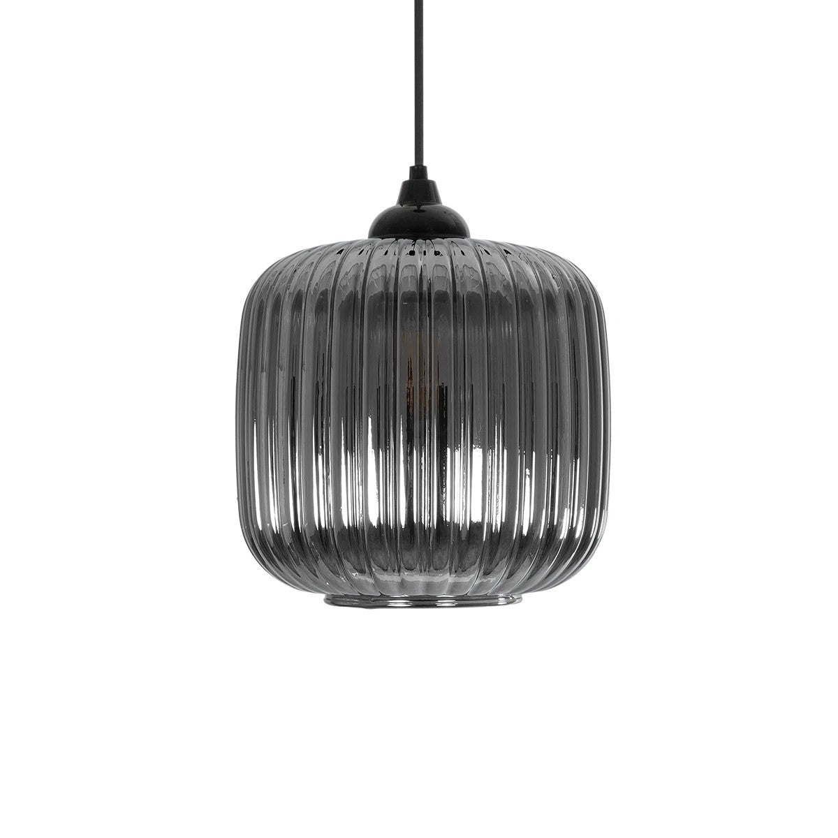 GLOBOSTAR® MELONI 206-0014 Μοντέρνο Κρεμαστό Φωτιστικό Οροφής με Ντουί 1 x E27 AC 220-240V IP20 - Μαύρο Φιμέ - Μ20 x Π20 x Υ24cm - ledmania.gr