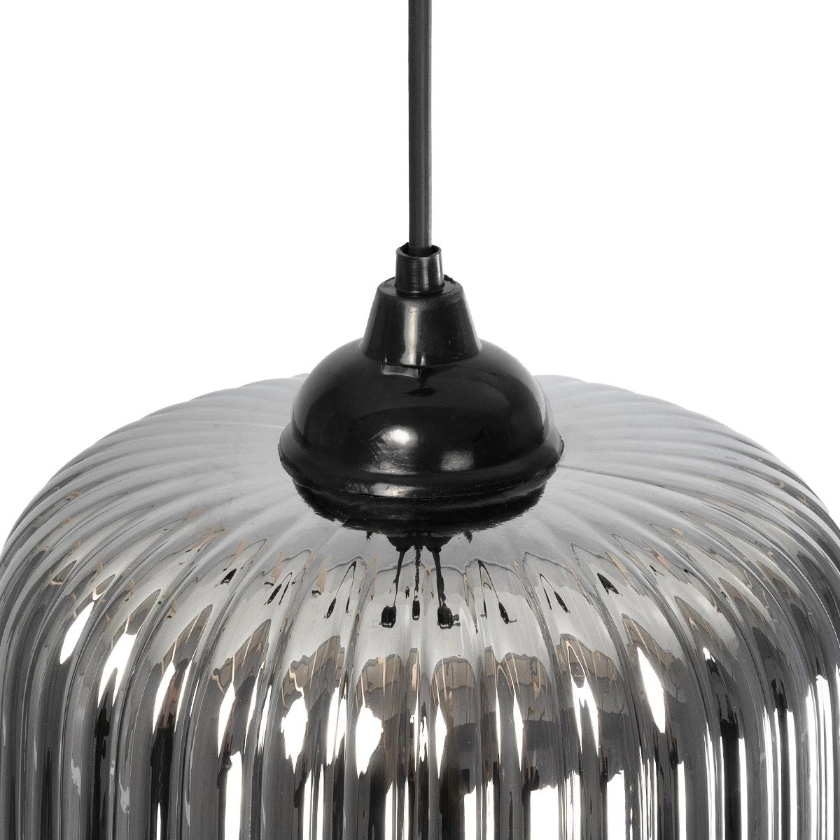 GLOBOSTAR® MELONI 206-0014 Μοντέρνο Κρεμαστό Φωτιστικό Οροφής με Ντουί 1 x E27 AC 220-240V IP20 - Μαύρο Φιμέ - Μ20 x Π20 x Υ24cm - ledmania.gr