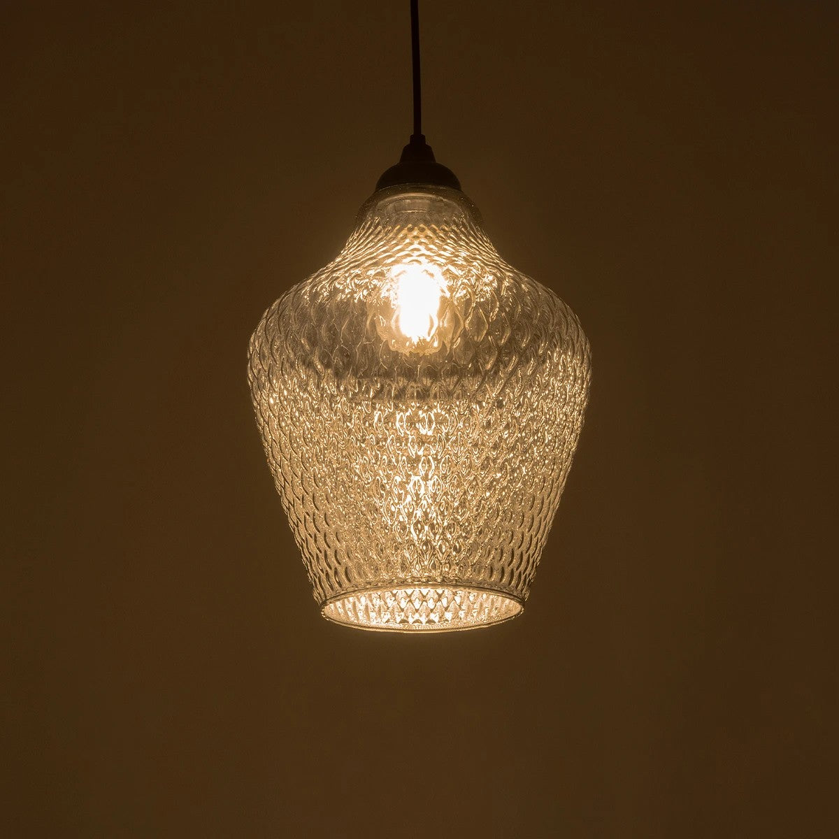 GLOBOSTAR® SKLO 206-0024 Μοντέρνο Κρεμαστό Φωτιστικό Οροφής με Ντουί 1 x E27 AC 220-240V IP20 - Μαύρο Φιμέ - Μ22 x Π22 x Υ31cm - ledmania.gr