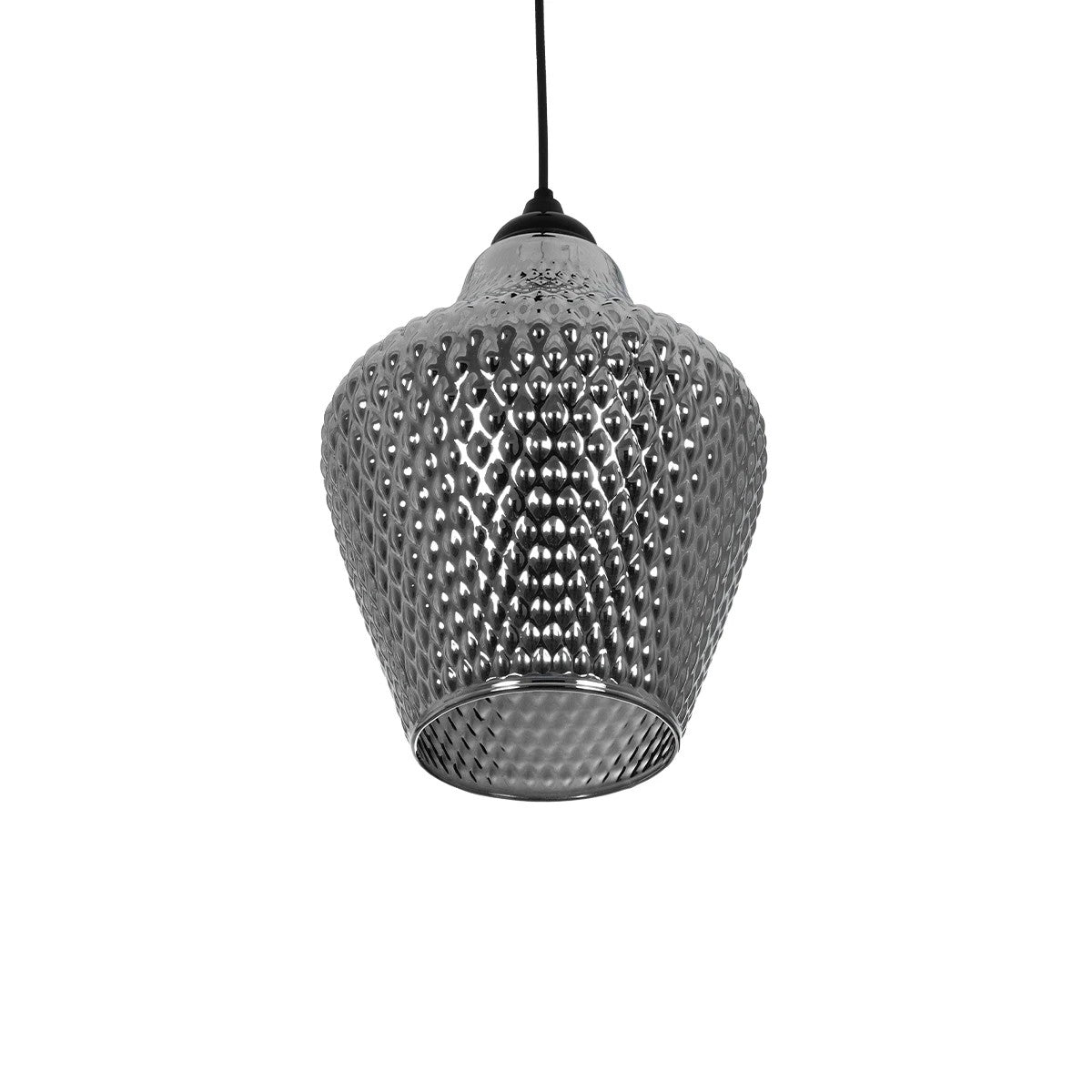 GLOBOSTAR® SKLO 206-0024 Μοντέρνο Κρεμαστό Φωτιστικό Οροφής με Ντουί 1 x E27 AC 220-240V IP20 - Μαύρο Φιμέ - Μ22 x Π22 x Υ31cm - ledmania.gr