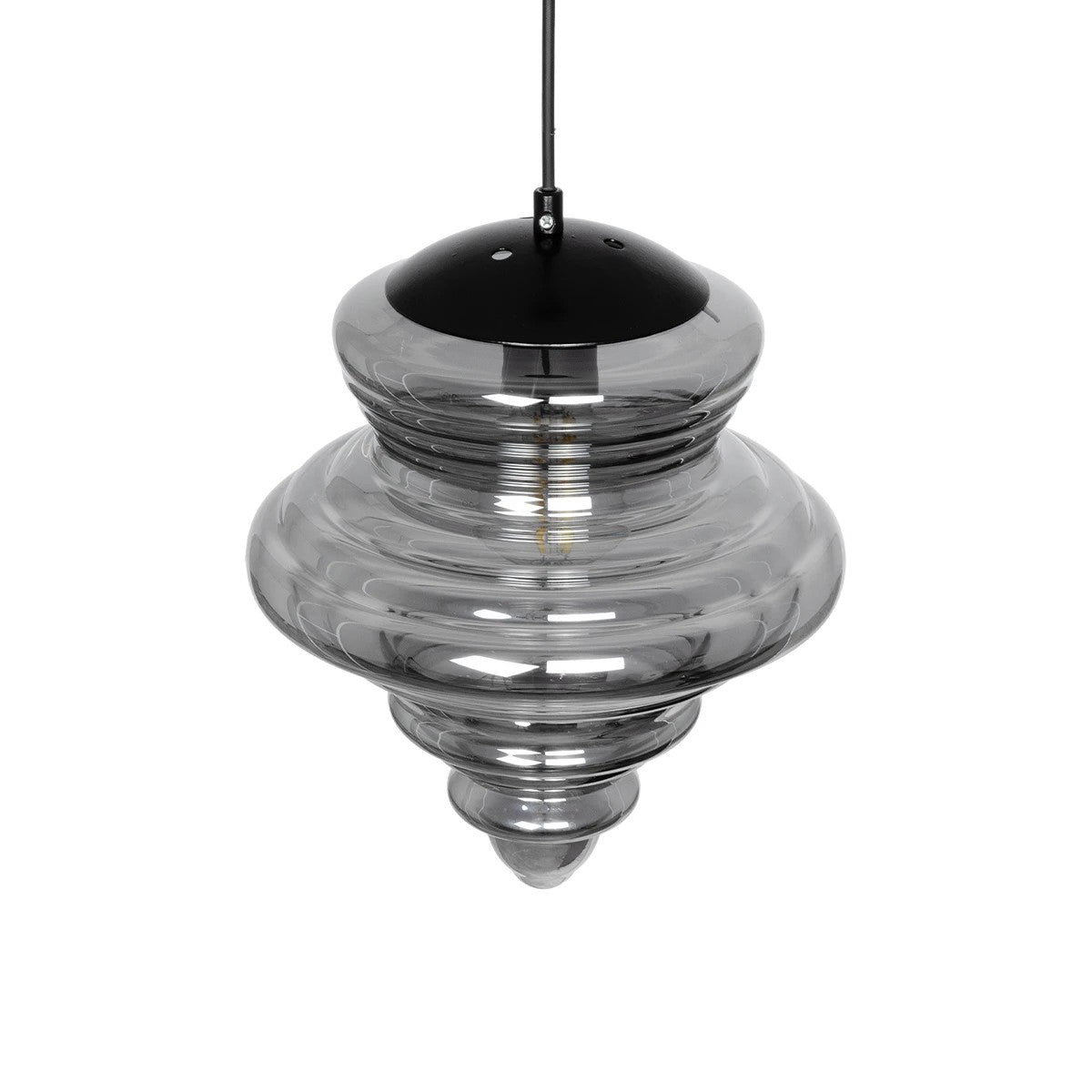 GLOBOSTAR® CORTE 206-0028 Μοντέρνο Κρεμαστό Φωτιστικό Οροφής με Ντουί 1 x E27 AC 220-240V IP20 - Μαύρο Φιμέ - Μ25 x Π25 x Υ30cm