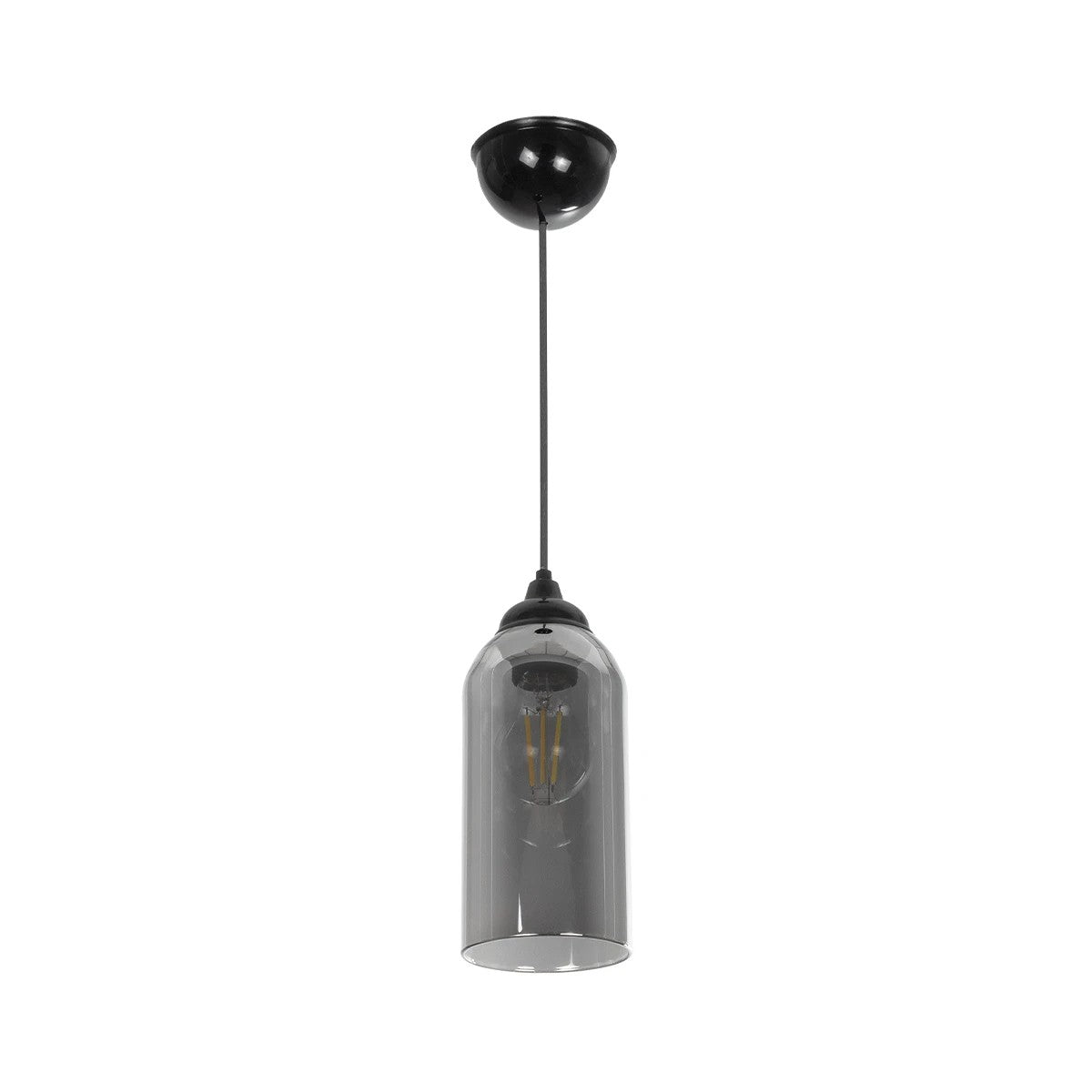 GLOBOSTAR® TUBE 206-0030 Μοντέρνο Κρεμαστό Φωτιστικό Οροφής με Ντουί 1 x E27 AC 220-240V IP20 - Μαύρο Φιμέ - Μ10 x Π10 x Υ24cm - ledmania.gr