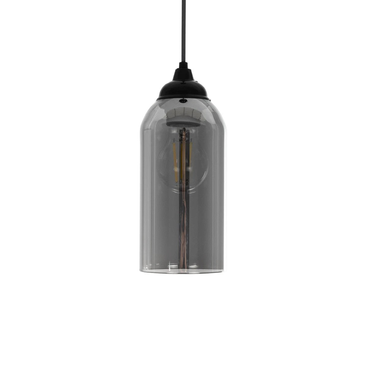 GLOBOSTAR® TUBE 206-0030 Μοντέρνο Κρεμαστό Φωτιστικό Οροφής με Ντουί 1 x E27 AC 220-240V IP20 - Μαύρο Φιμέ - Μ10 x Π10 x Υ24cm - ledmania.gr