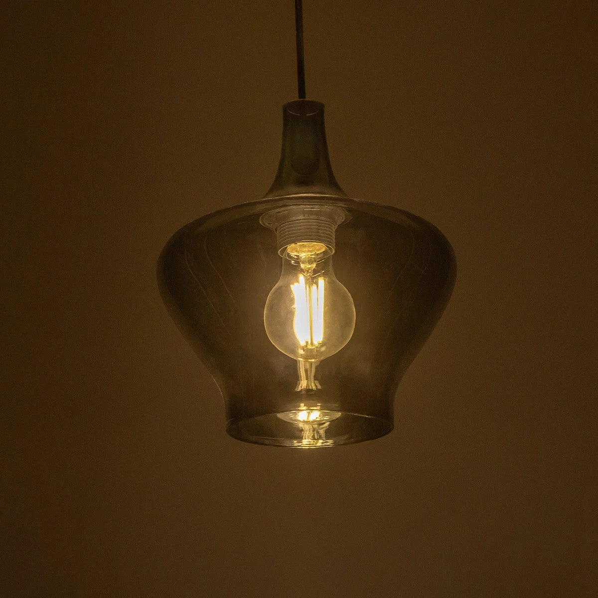 GLOBOSTAR® OVOCE 206-0032 Μοντέρνο Κρεμαστό Φωτιστικό Οροφής με Ντουί 1 x E27 AC 220-240V IP20 - Μαύρο Φιμέ - Μ20 x Π20 x Υ22cm - ledmania.gr