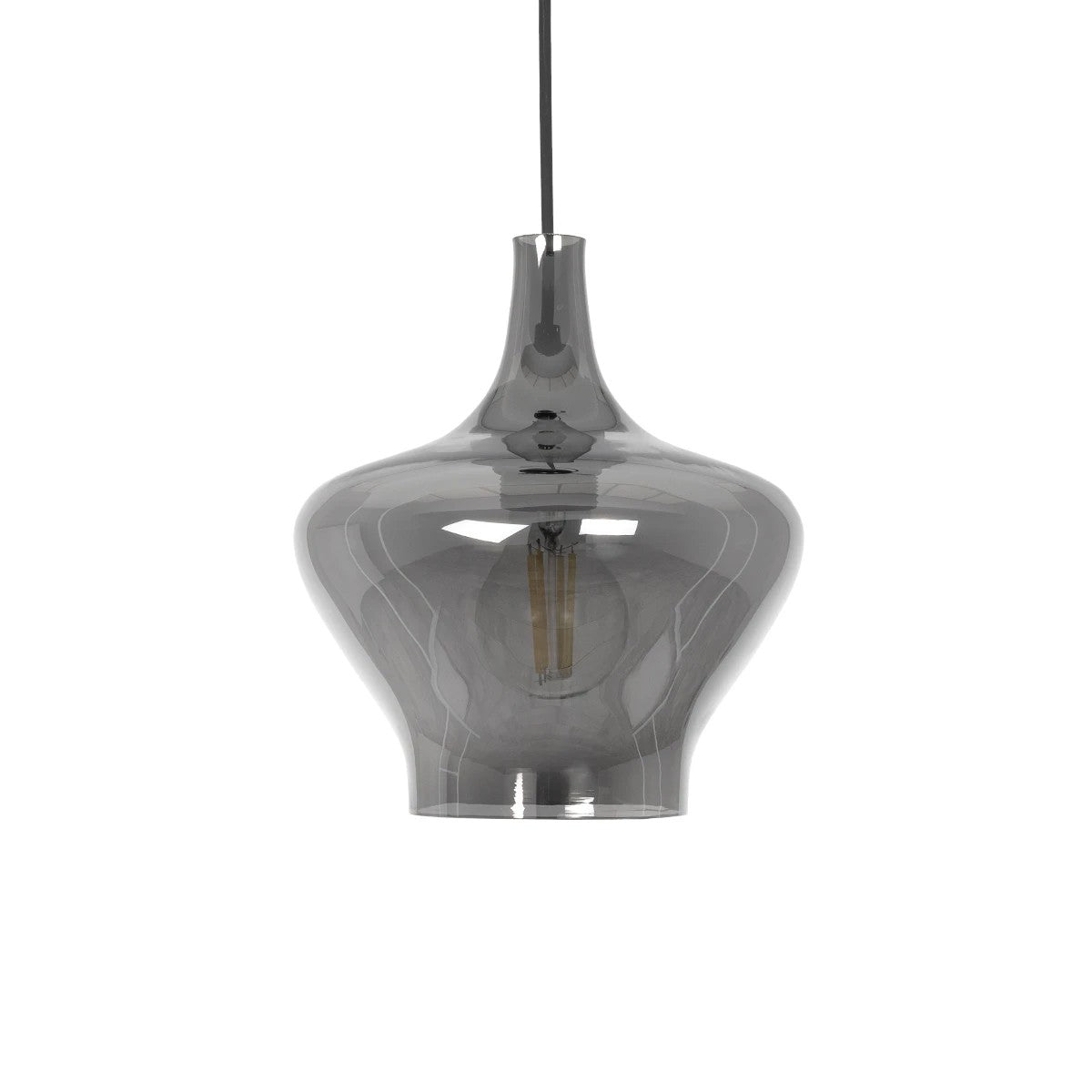 GLOBOSTAR® OVOCE 206-0032 Μοντέρνο Κρεμαστό Φωτιστικό Οροφής με Ντουί 1 x E27 AC 220-240V IP20 - Μαύρο Φιμέ - Μ20 x Π20 x Υ22cm - ledmania.gr