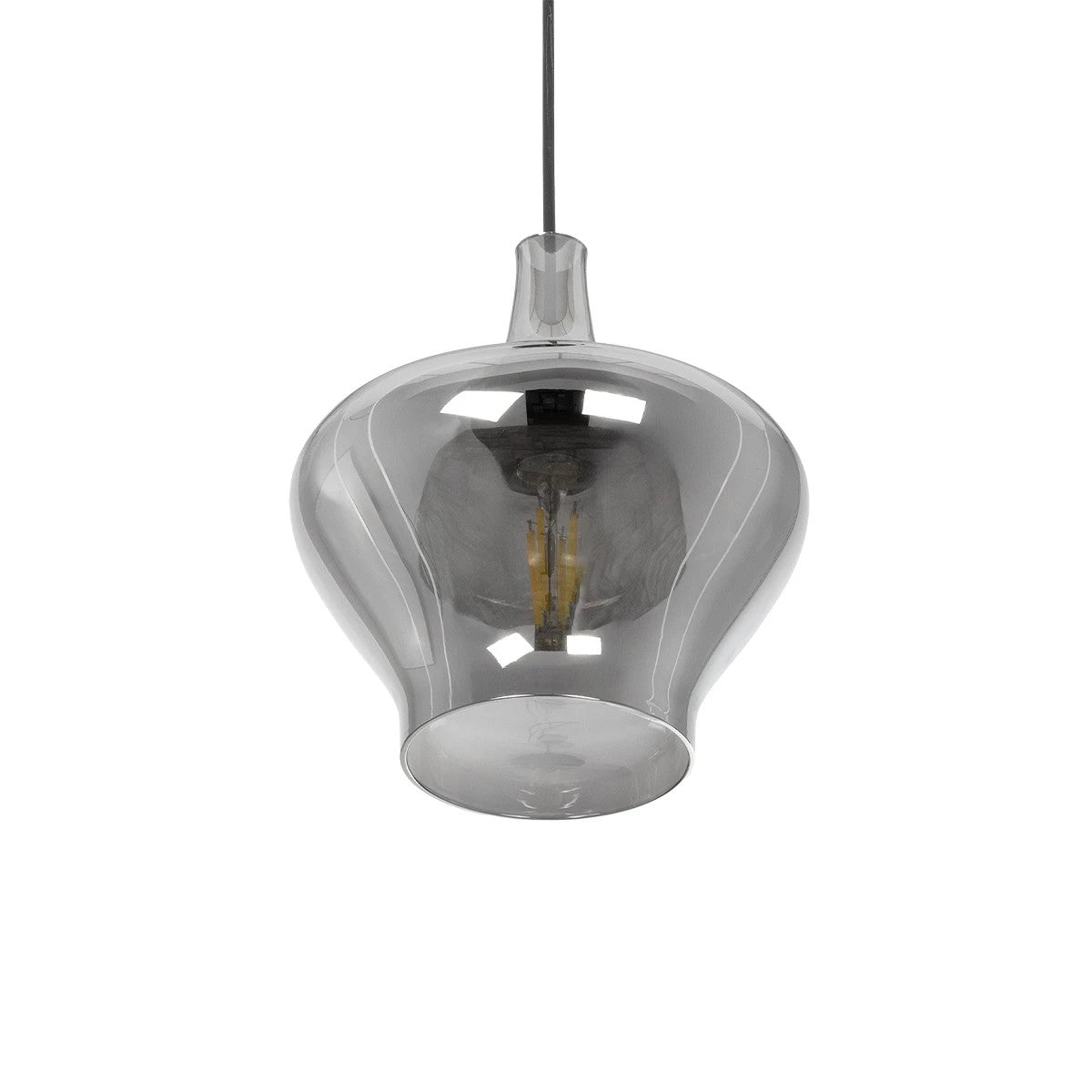 GLOBOSTAR® OVOCE 206-0032 Μοντέρνο Κρεμαστό Φωτιστικό Οροφής με Ντουί 1 x E27 AC 220-240V IP20 - Μαύρο Φιμέ - Μ20 x Π20 x Υ22cm - ledmania.gr