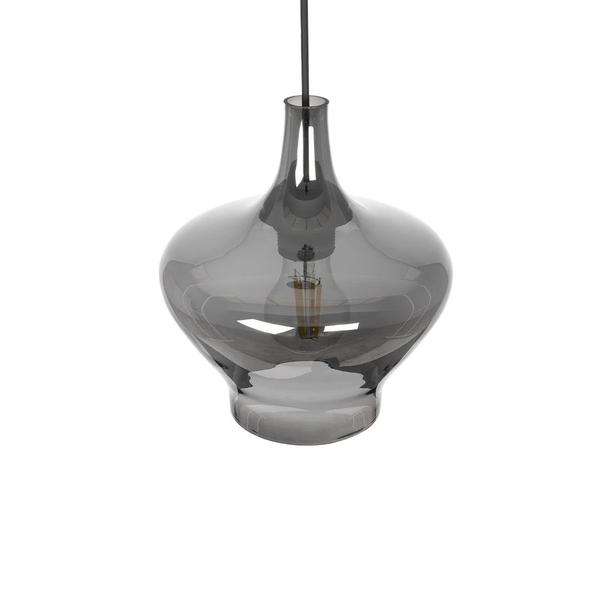 GLOBOSTAR® OVOCE 206-0032 Μοντέρνο Κρεμαστό Φωτιστικό Οροφής με Ντουί 1 x E27 AC 220-240V IP20 - Μαύρο Φιμέ - Μ20 x Π20 x Υ22cm - ledmania.gr