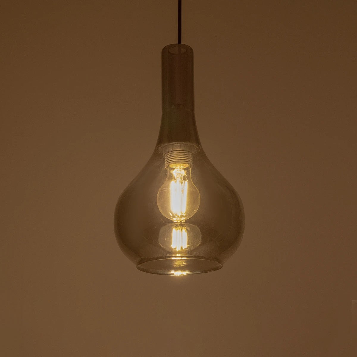 GLOBOSTAR® ΤΟΝΕ 206-0034 Μοντέρνο Κρεμαστό Φωτιστικό Οροφής με Ντουί 1 x E27 AC 220-240V IP20 - Μαύρο Φιμέ - Μ20 x Π20 x Υ36cm - ledmania.gr