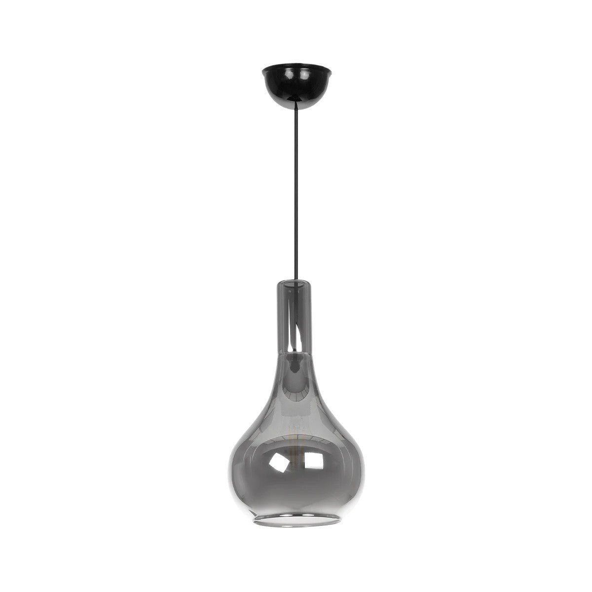 GLOBOSTAR® ΤΟΝΕ 206-0034 Μοντέρνο Κρεμαστό Φωτιστικό Οροφής με Ντουί 1 x E27 AC 220-240V IP20 - Μαύρο Φιμέ - Μ20 x Π20 x Υ36cm - ledmania.gr