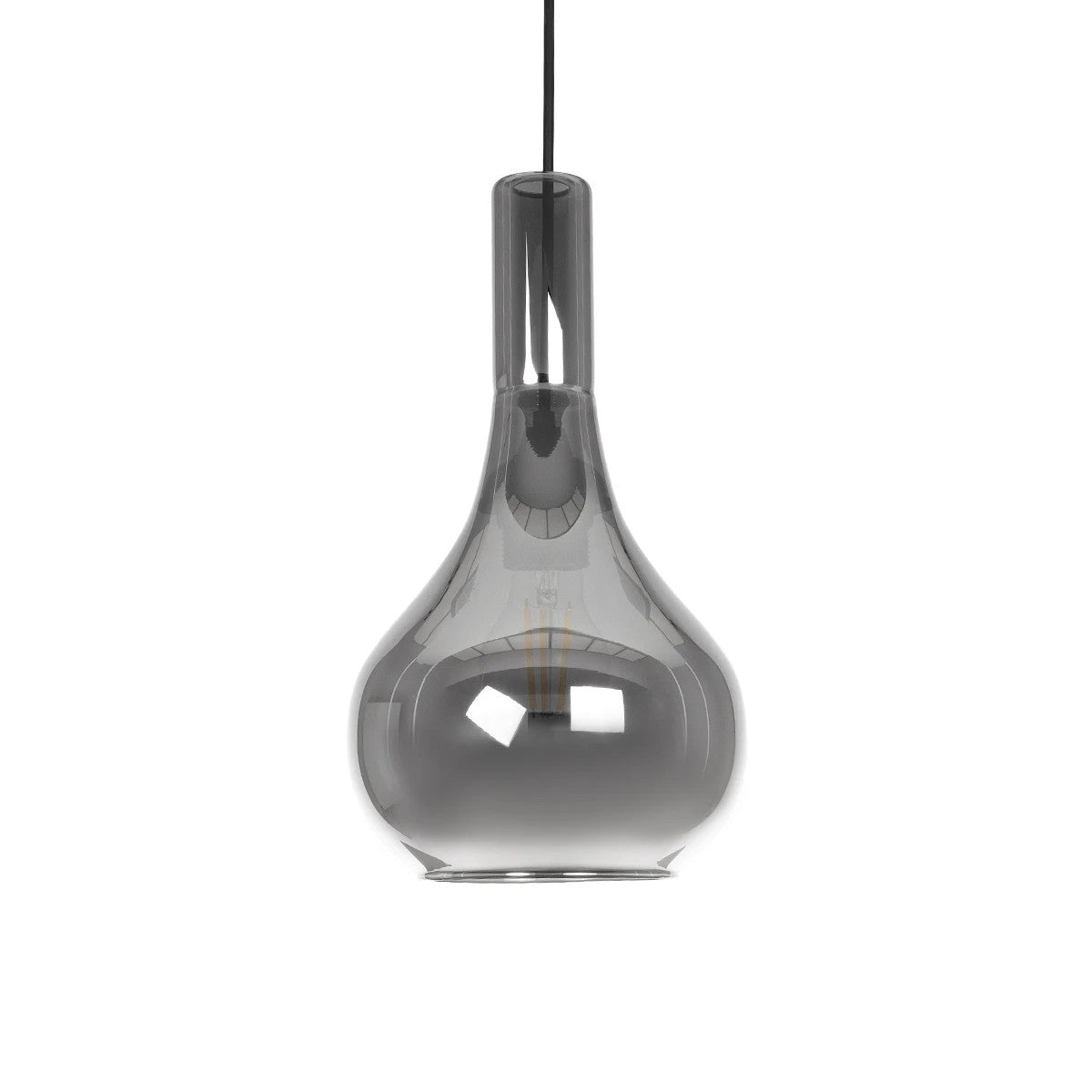 GLOBOSTAR® ΤΟΝΕ 206-0034 Μοντέρνο Κρεμαστό Φωτιστικό Οροφής με Ντουί 1 x E27 AC 220-240V IP20 - Μαύρο Φιμέ - Μ20 x Π20 x Υ36cm - ledmania.gr