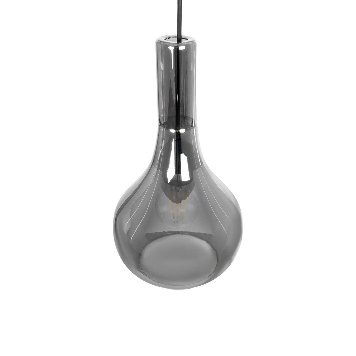 GLOBOSTAR® ΤΟΝΕ 206-0034 Μοντέρνο Κρεμαστό Φωτιστικό Οροφής με Ντουί 1 x E27 AC 220-240V IP20 - Μαύρο Φιμέ - Μ20 x Π20 x Υ36cm - ledmania.gr