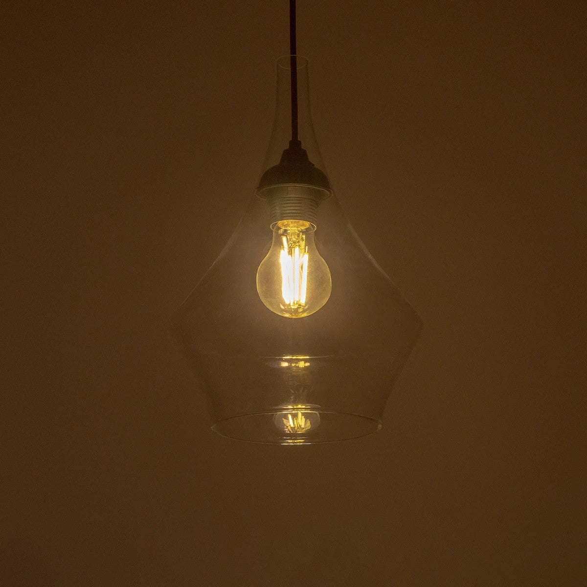 GLOBOSTAR® TORU 206-0042 Μοντέρνο Κρεμαστό Φωτιστικό Οροφής με Ντουί 1 x E27 AC 220-240V IP20 - Διάφανο - Μ20 x Π20 x Υ31cm - ledmania.gr