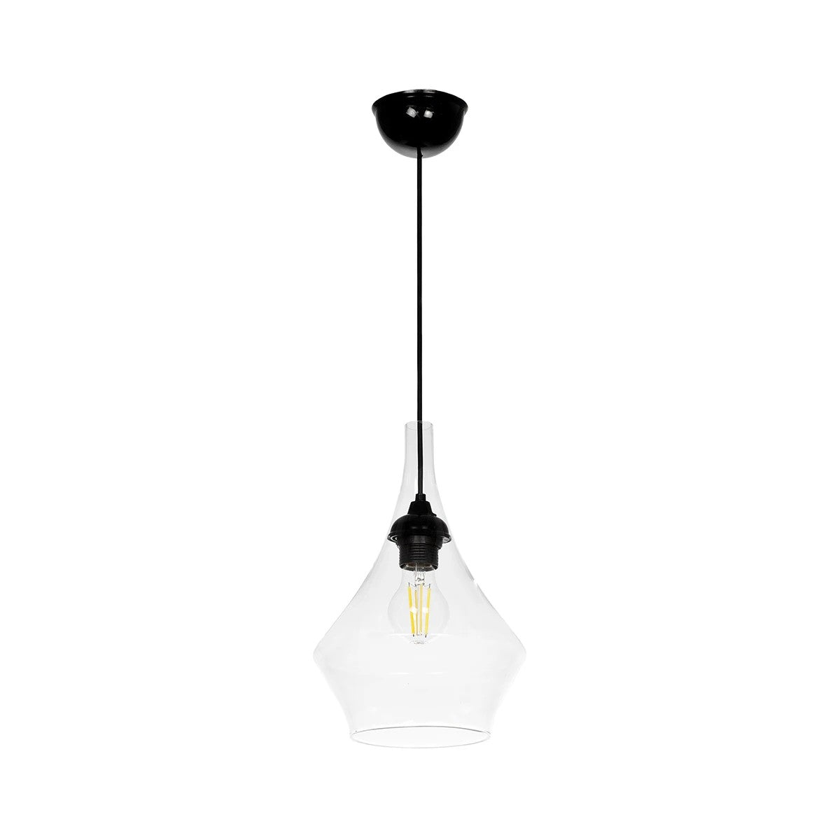 GLOBOSTAR® TORU 206-0042 Μοντέρνο Κρεμαστό Φωτιστικό Οροφής με Ντουί 1 x E27 AC 220-240V IP20 - Διάφανο - Μ20 x Π20 x Υ31cm - ledmania.gr