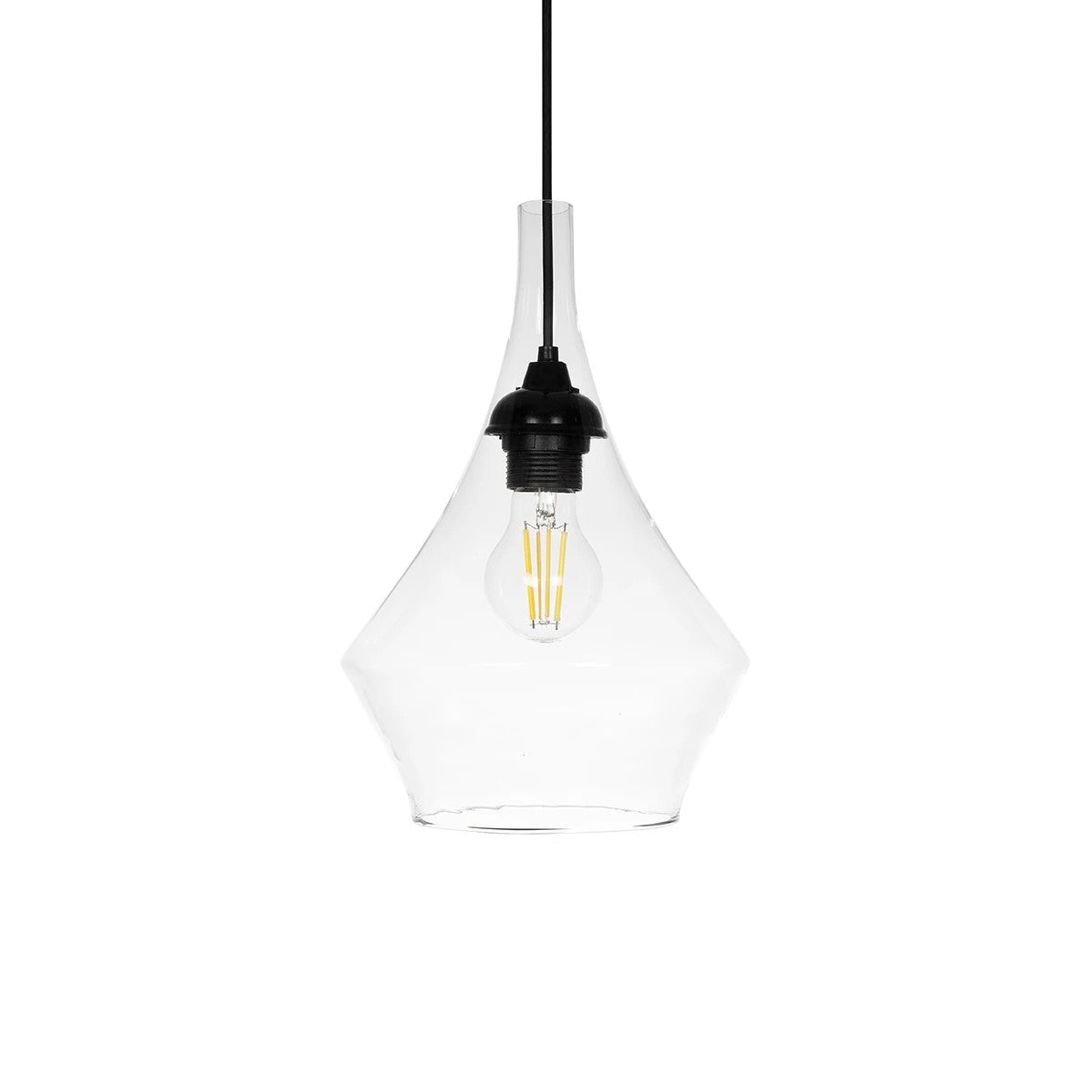 GLOBOSTAR® TORU 206-0042 Μοντέρνο Κρεμαστό Φωτιστικό Οροφής με Ντουί 1 x E27 AC 220-240V IP20 - Διάφανο - Μ20 x Π20 x Υ31cm - ledmania.gr